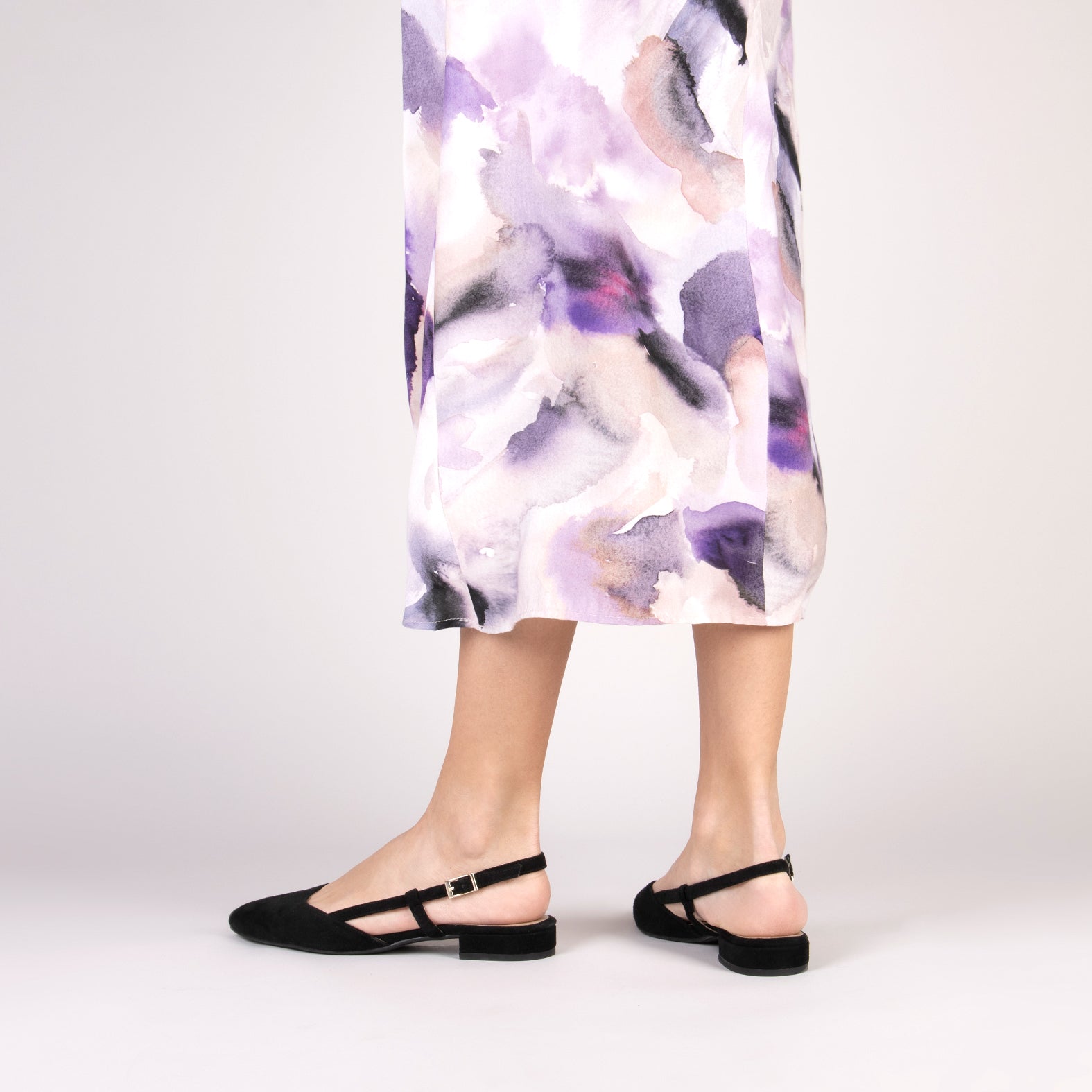 BRUNCH - Slingbacks à petit talon en daim NOIR