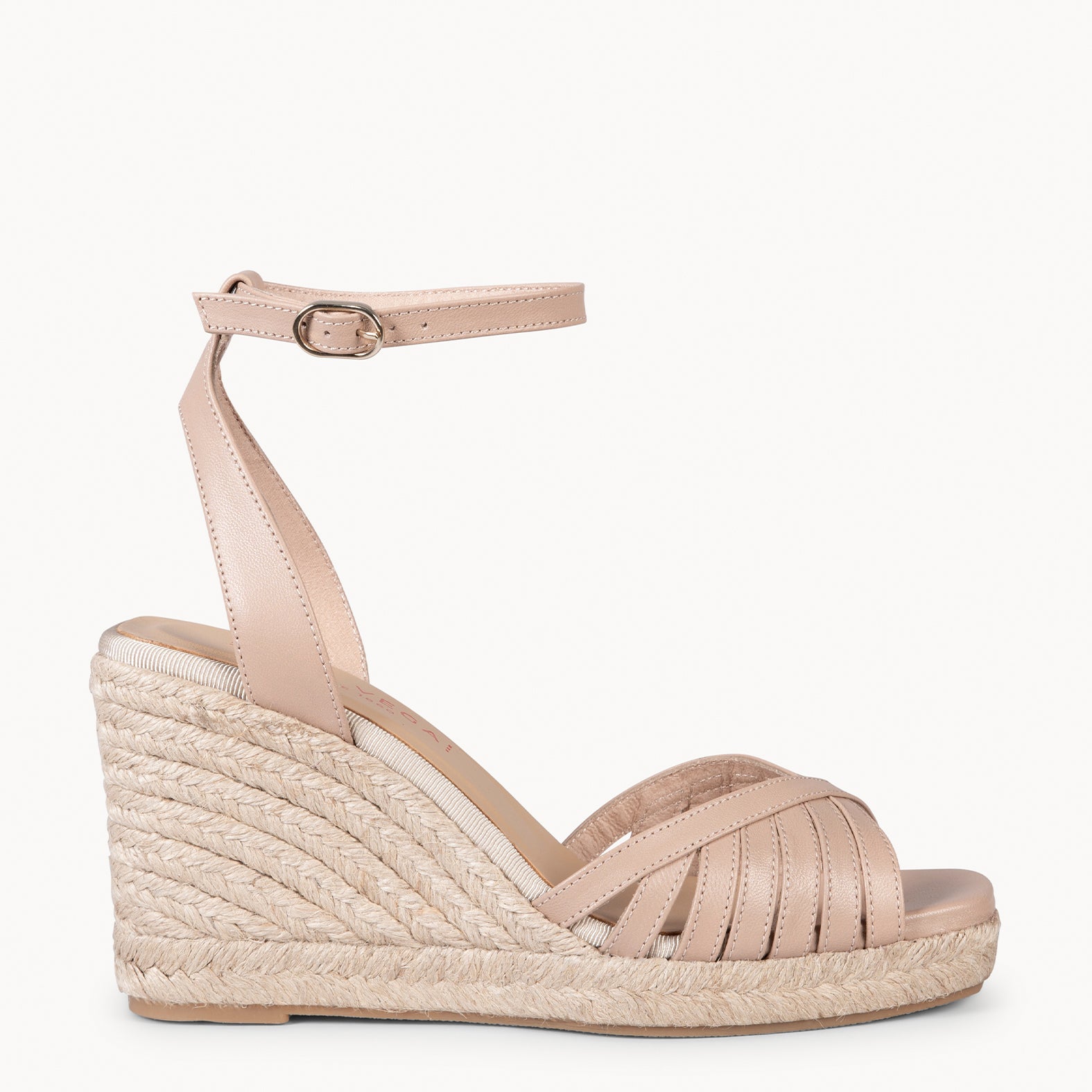 ISABEL - LIGHT PINK Wedge sandals with cross straps