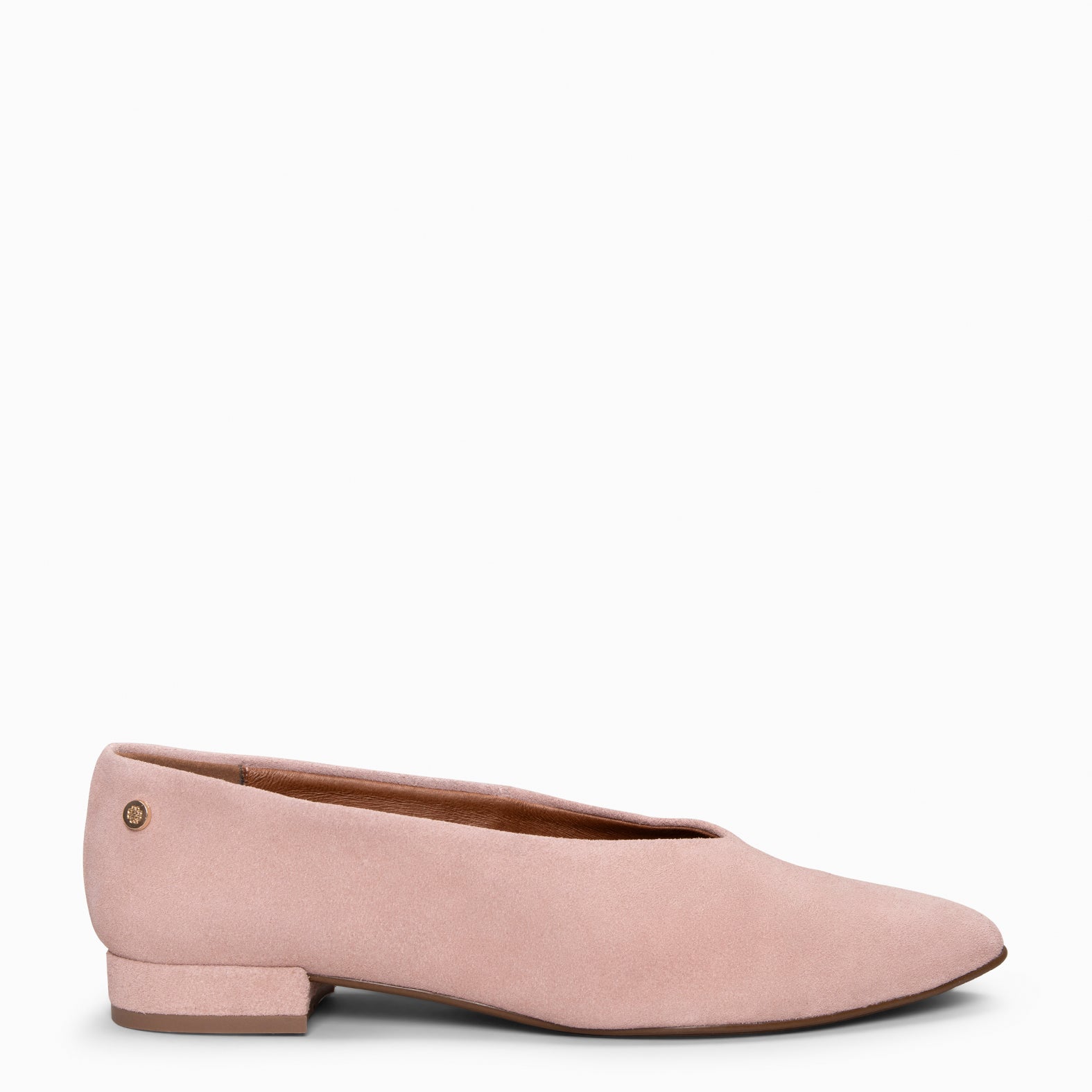 URBAN LACY - Bailarina con tacón bajo en piel de serraje NUDE