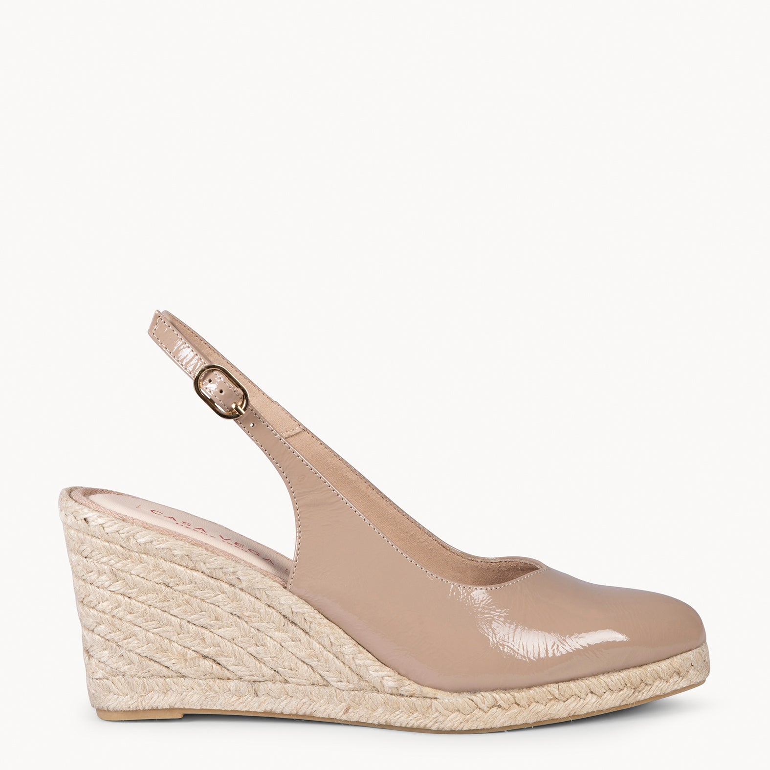 ALBA - NUDE leather wedge with polished jute