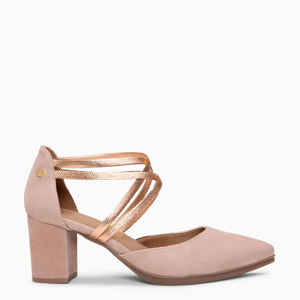 CINDY - Zapatos de tacón con tiras elásticas cruzadas NUDE METAL