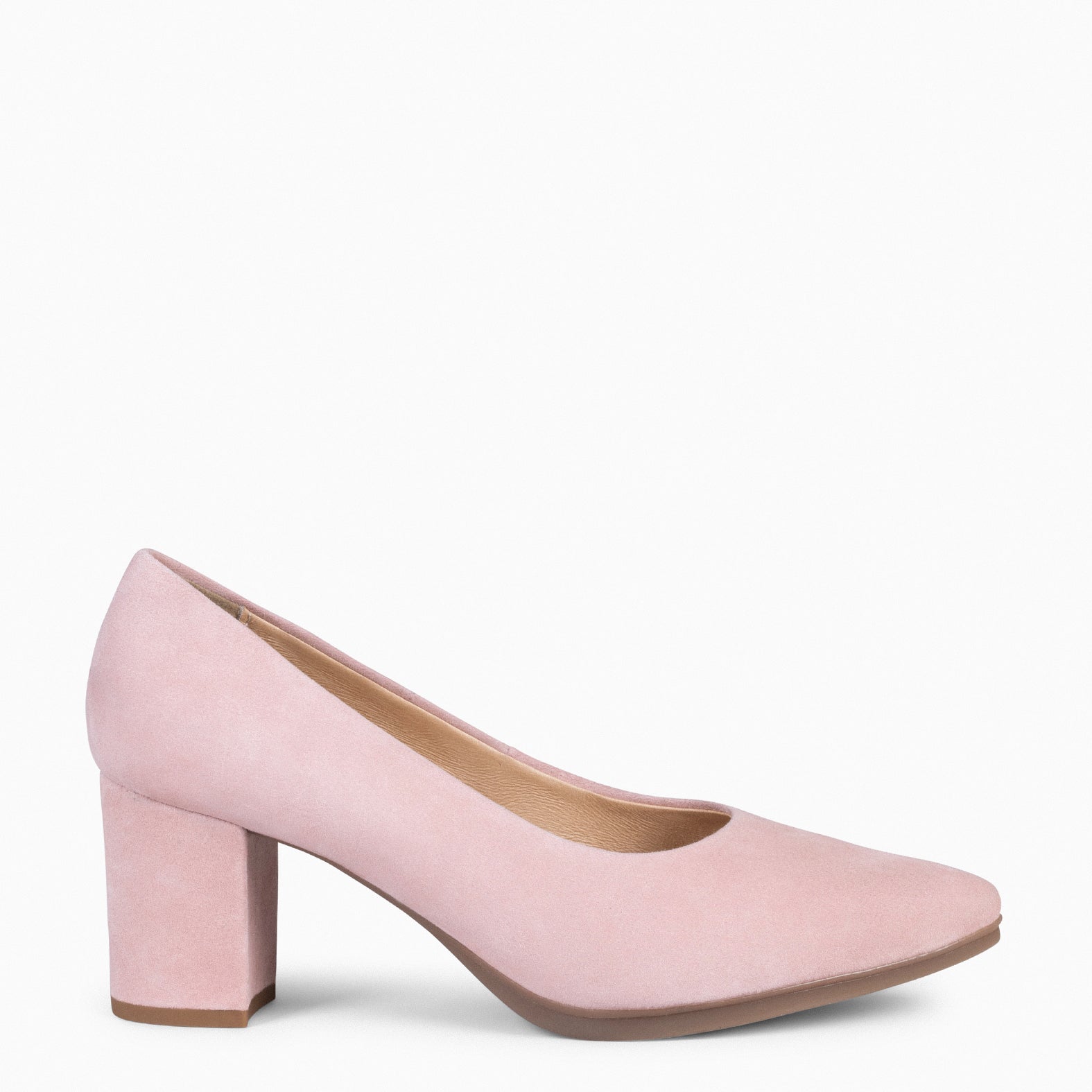 URBAN S – PALE PINK Suede Mid-Heeled Shoes 