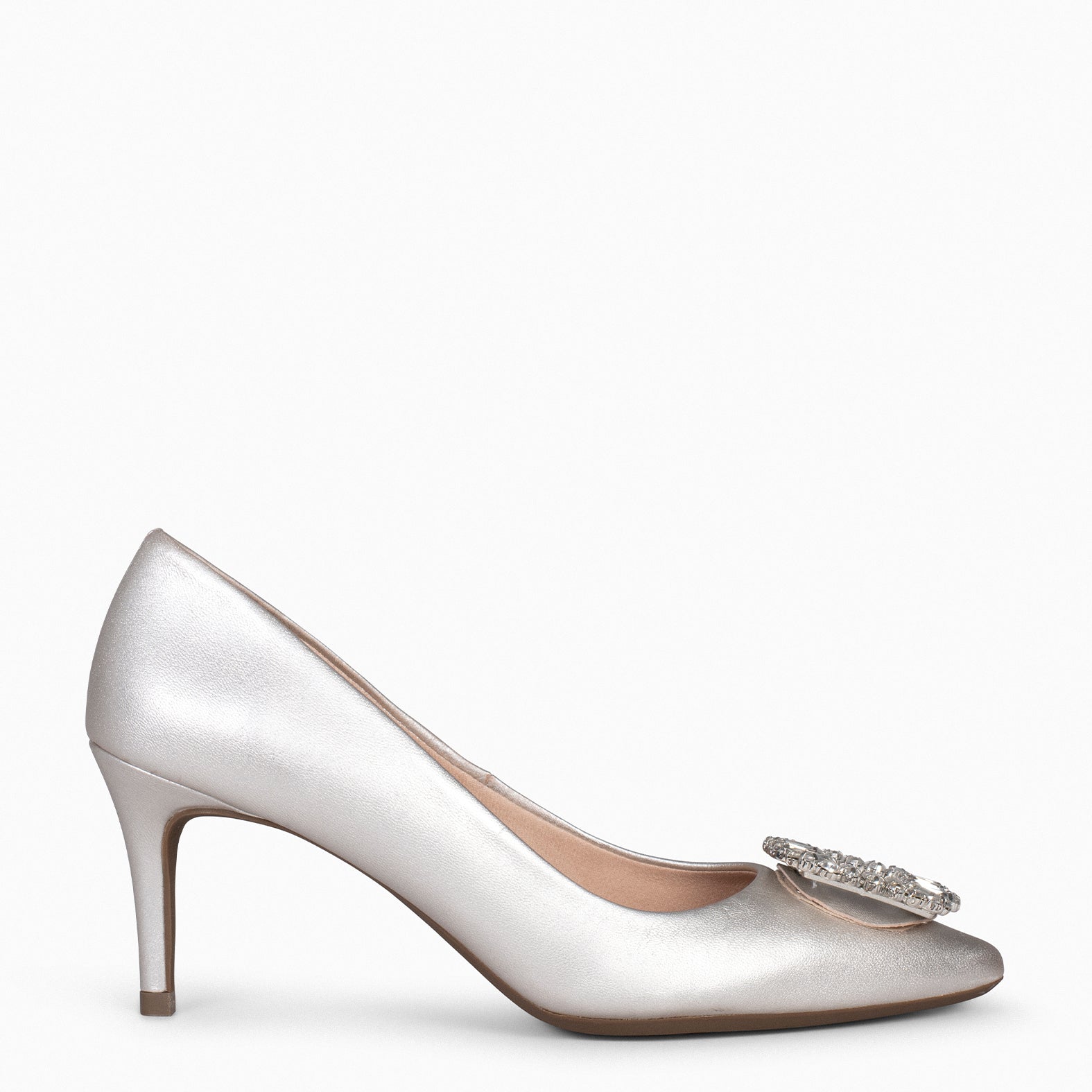 ELLA – SILVER stiletto heels with brooch