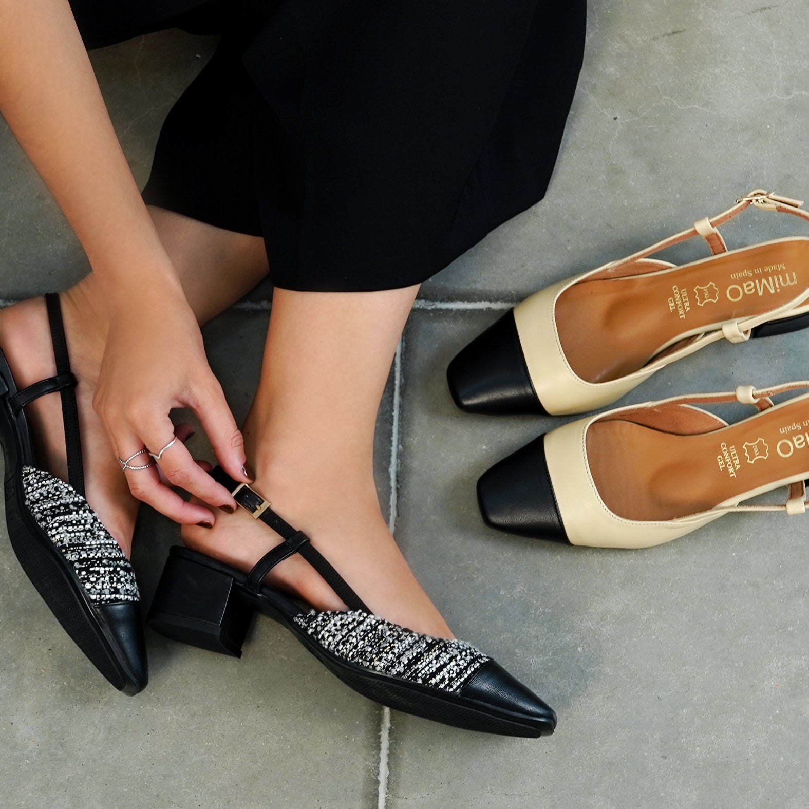 AUDREY – TWEED sling-back ballerina | miMaO ®