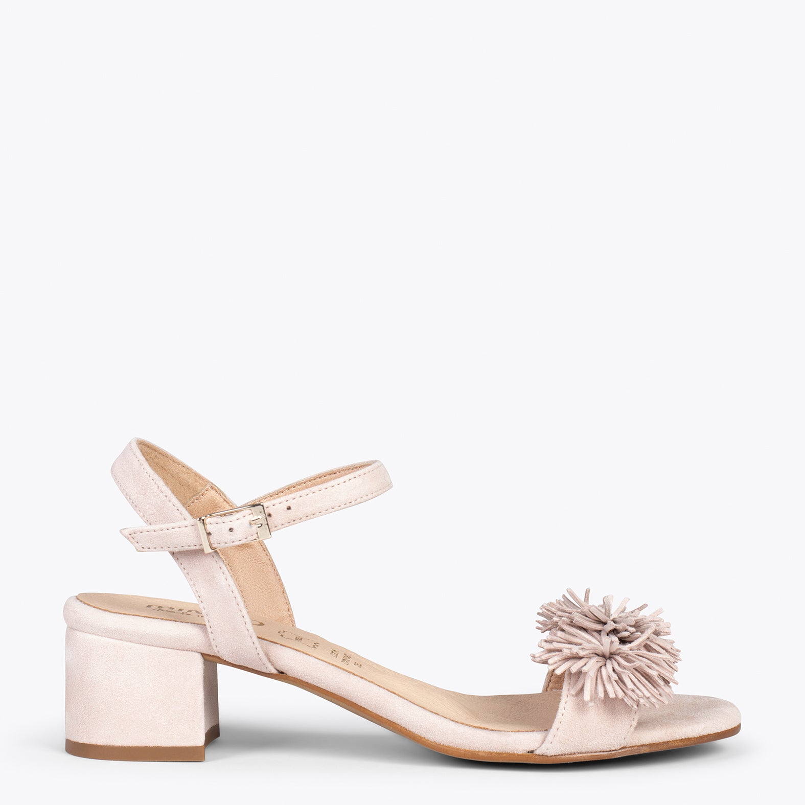 ZINNIA – NUDE sandals with pompom details