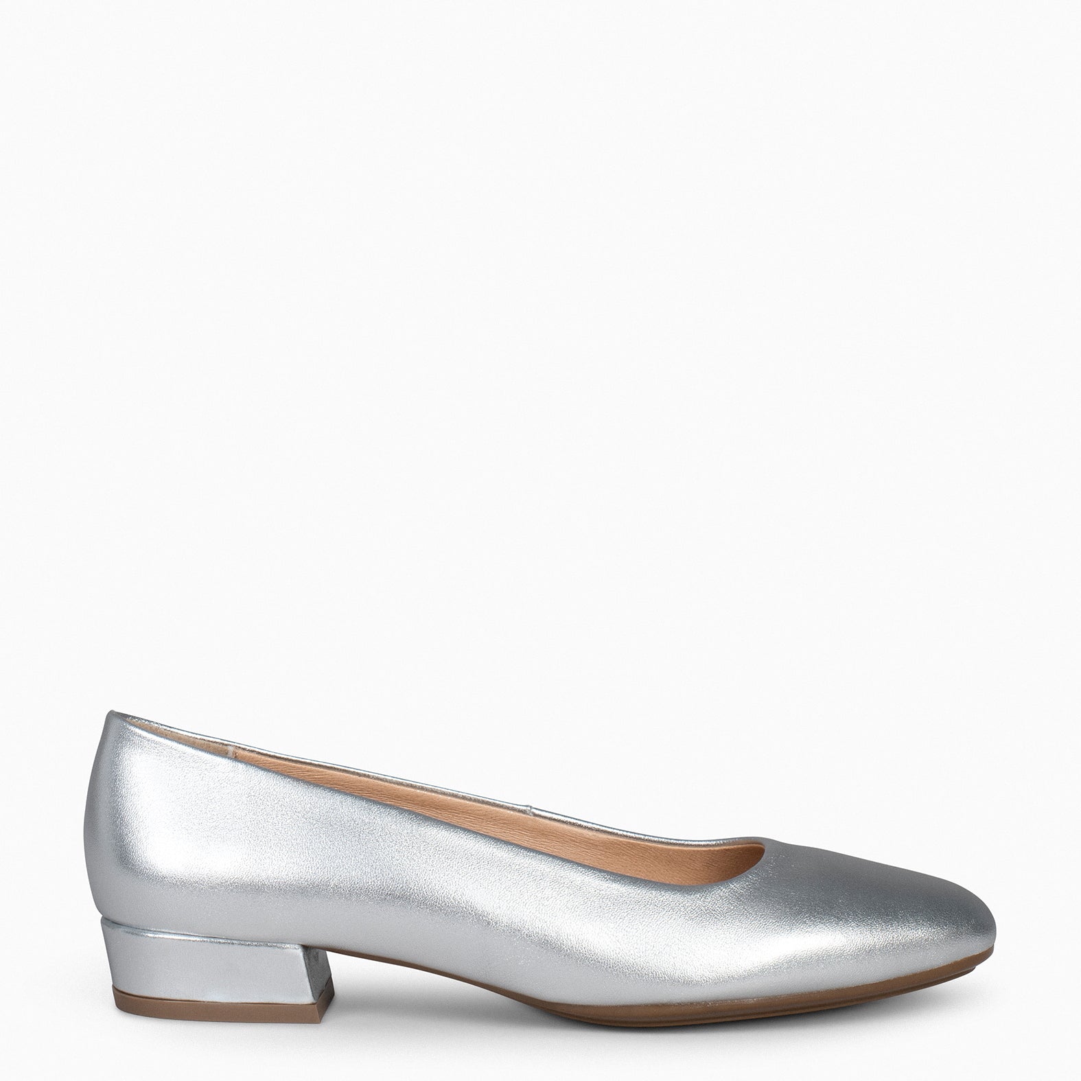 URBAN XS –  SILVER low-heeled metallic shoes