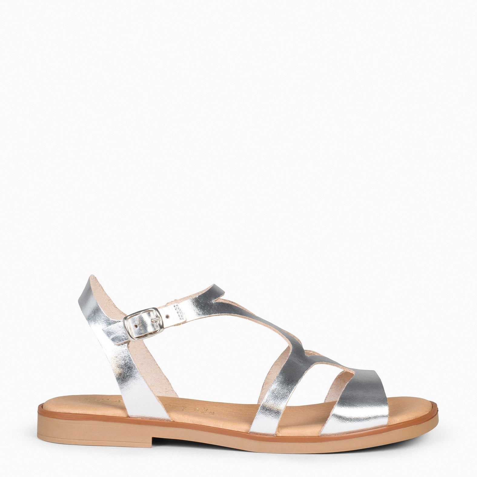BAMBOO – SILVER FLAT SANDALS