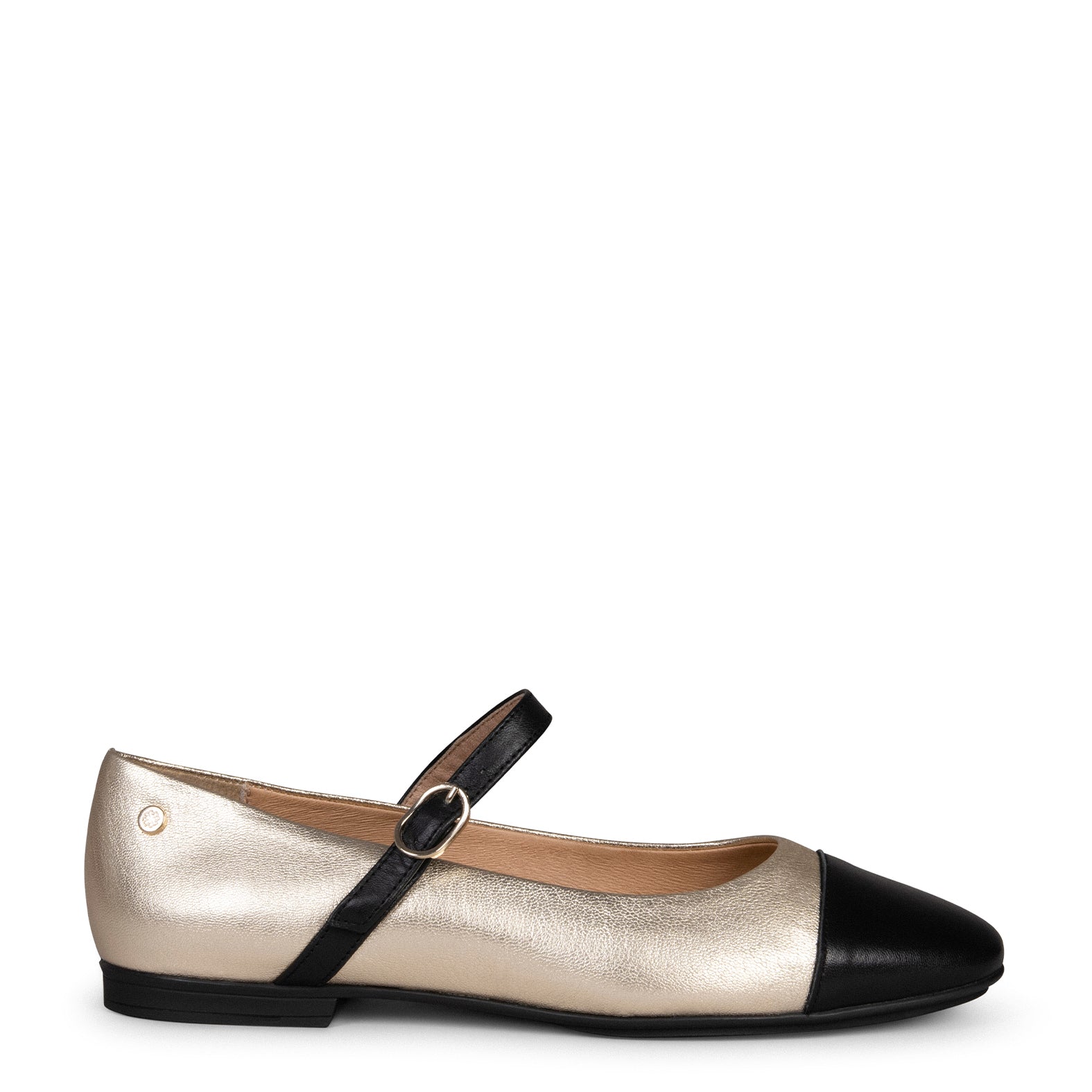 MORGANE -  GOLDEN FLAT SHOES WITH BUCKLE