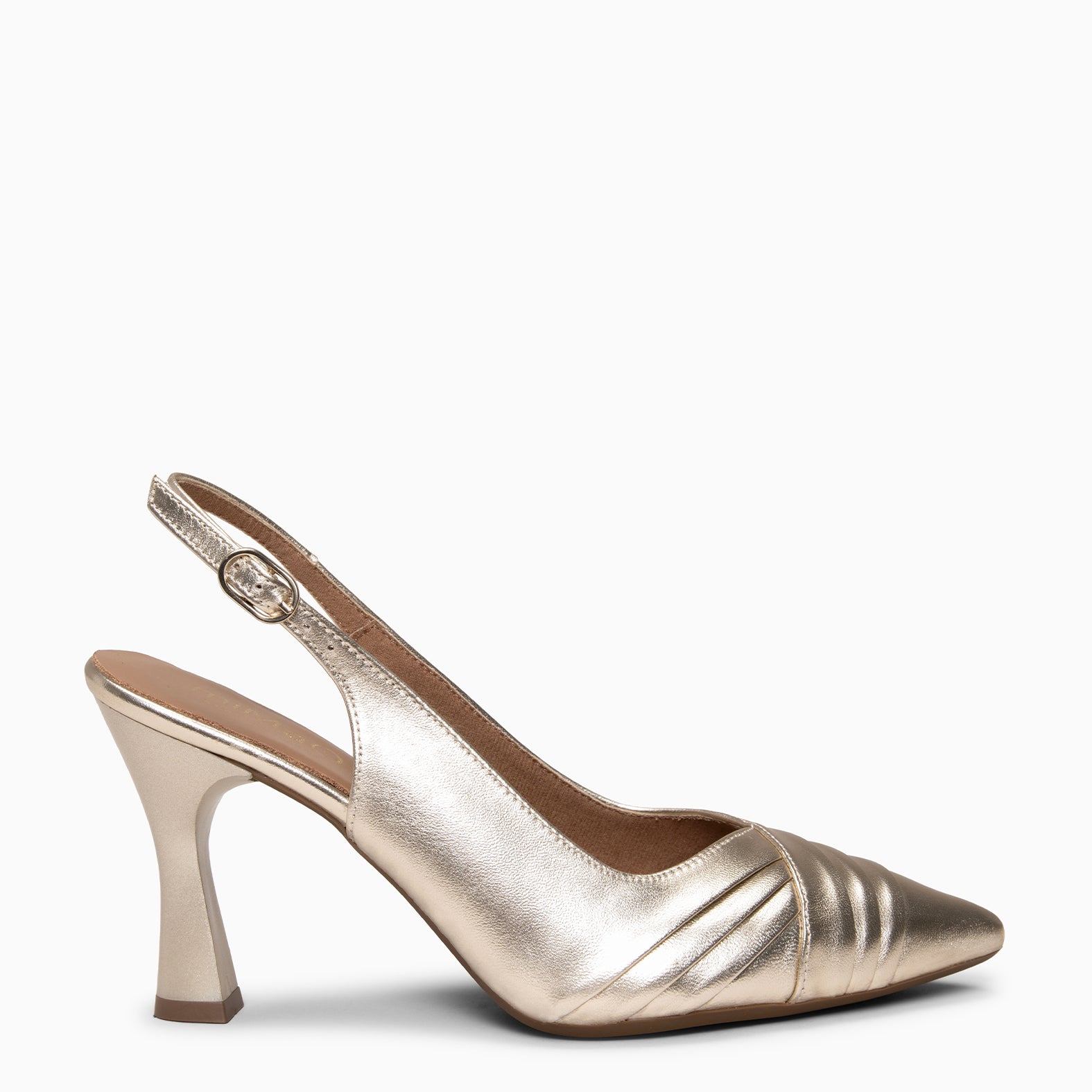 CARLA – Zapato de tacón alto destalonado PLATINO