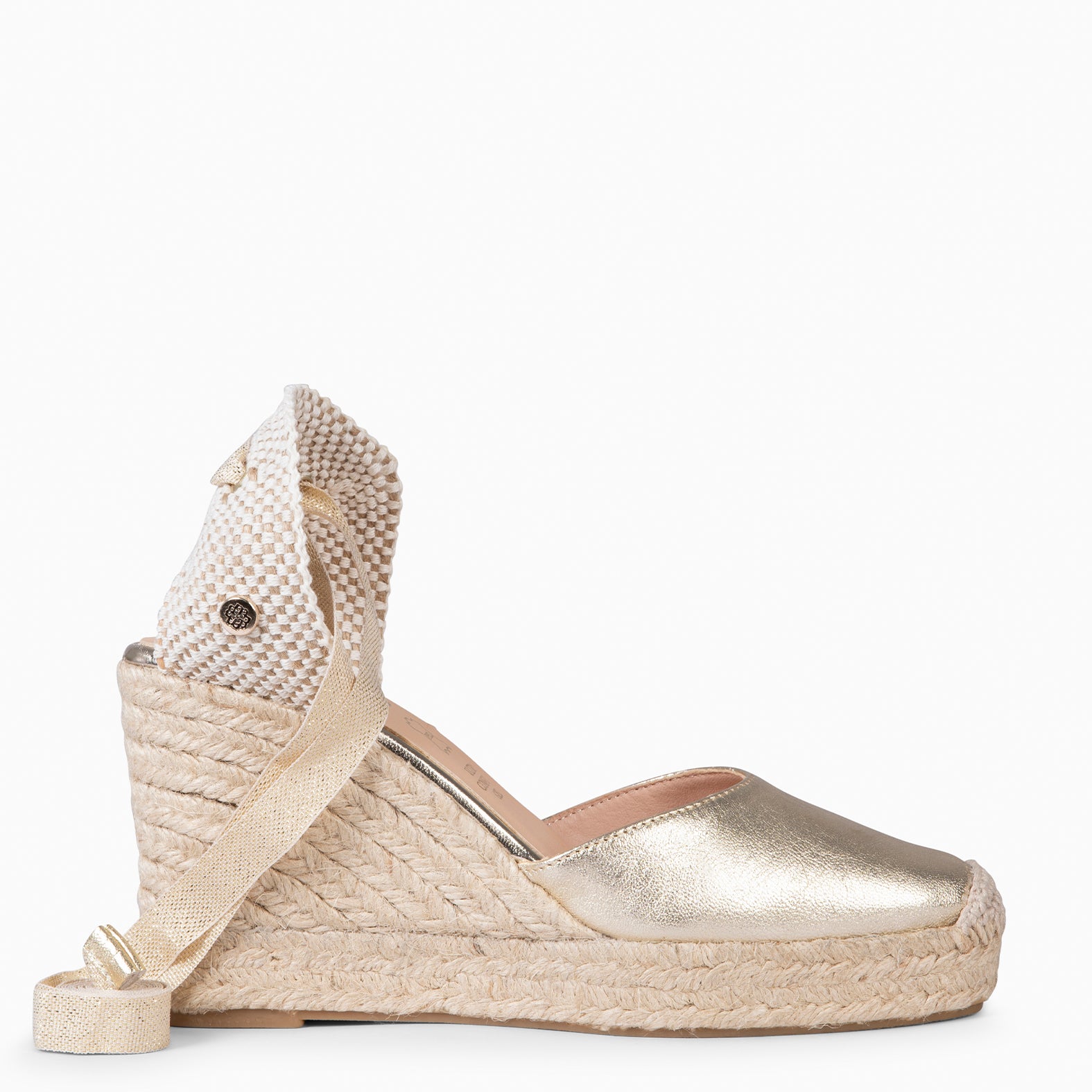 MOMBASA - Espadrilles compensées à ruban DORÉ