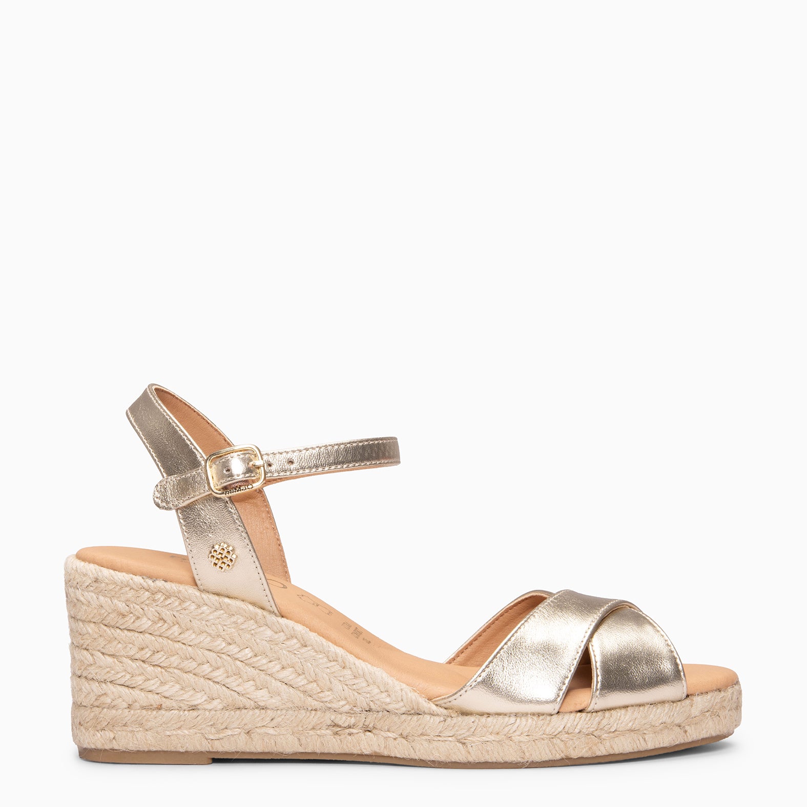 CALPE - Espadrilles à talon en cuir DORÉ