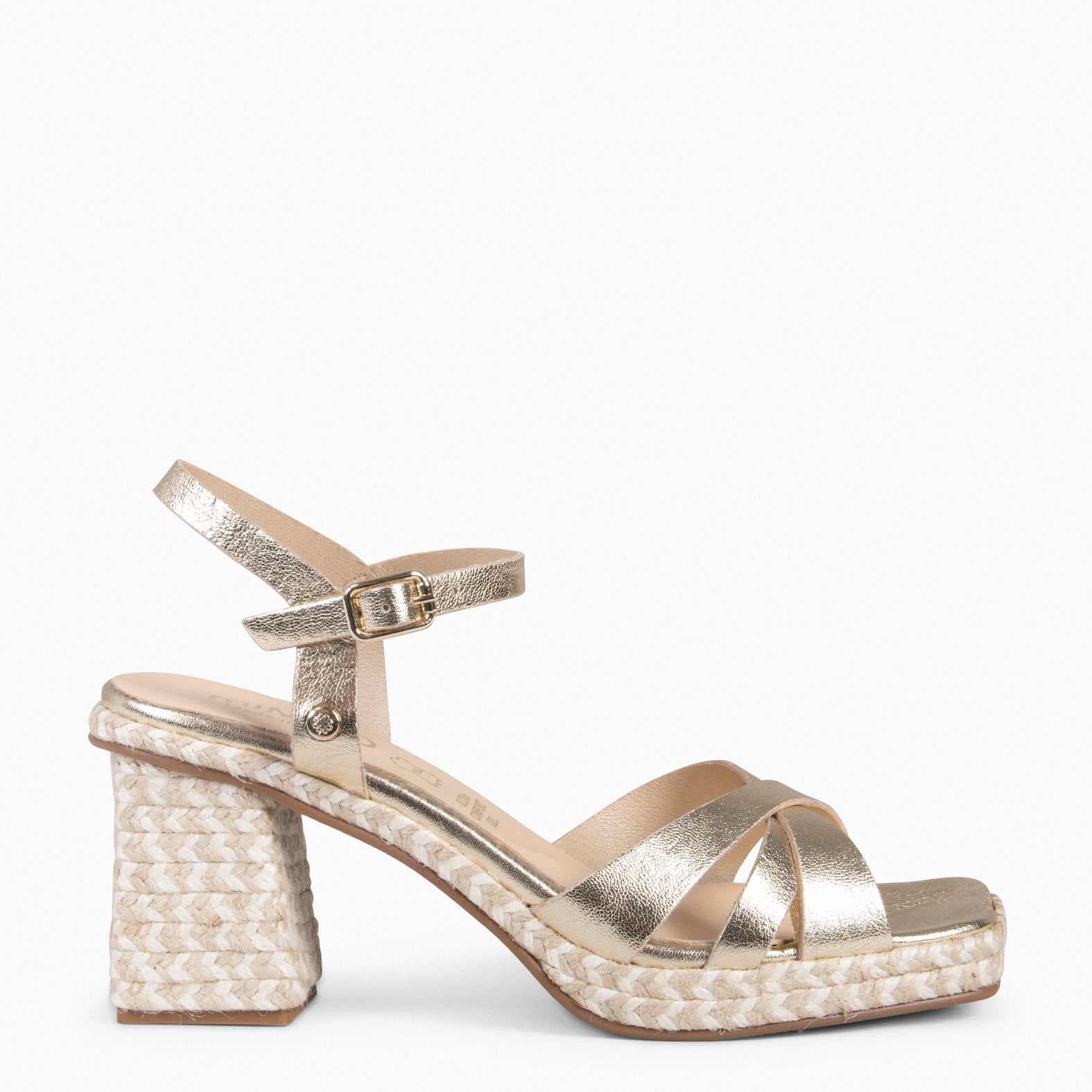 ANNA - GOLD Sandals with heel and platform