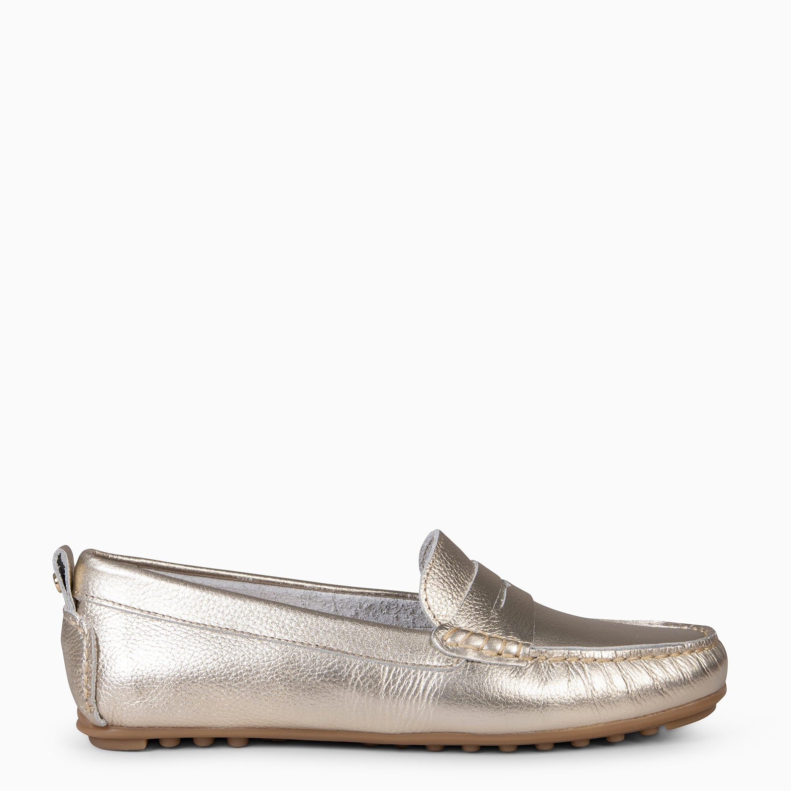 MONTEZ - GOLDEN FLAT MOCCASINS WITH REMOVABLE INSOLE 