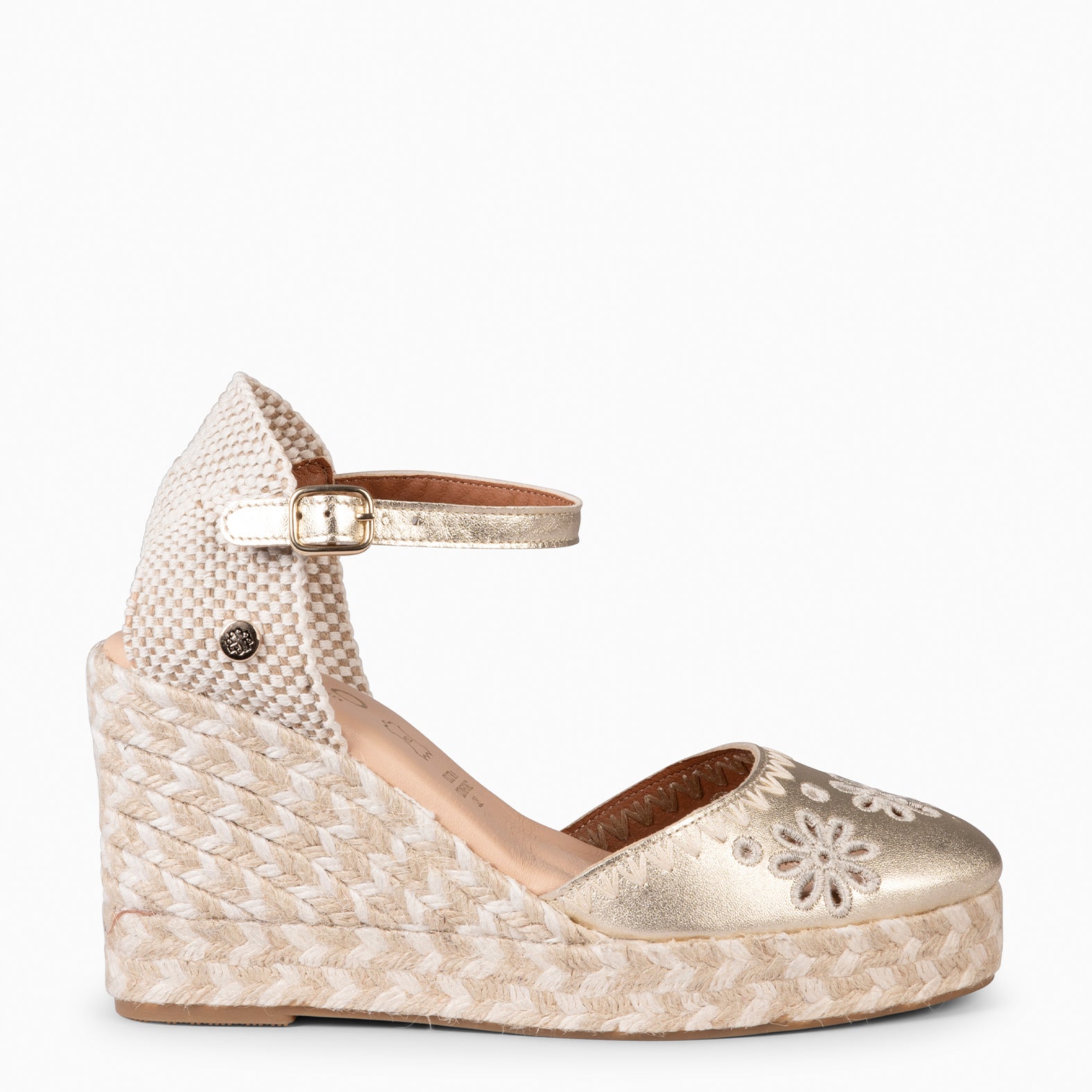 CASARES - Espadrilles en cuir brodé DORÉ
