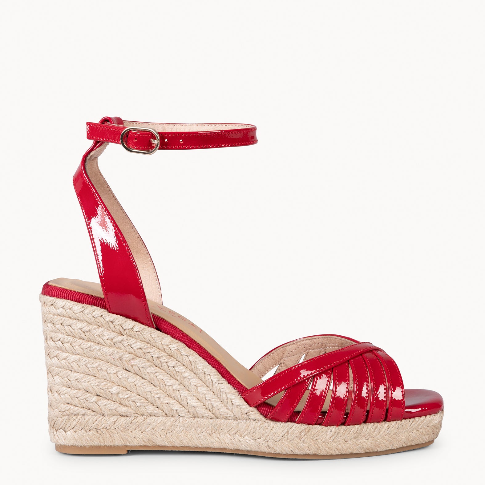 ISABEL - RED Wedge sandals with cross straps