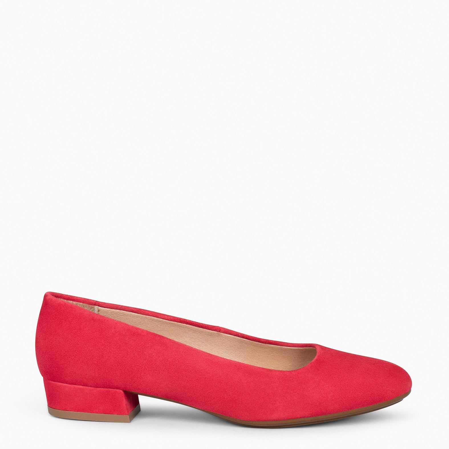URBAN XS –  RED low-heeled suede shoes