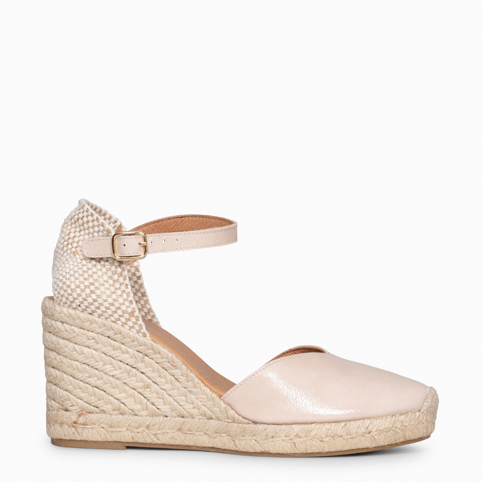 NERJA CHAROL - Espadrilles à talon haut en cuir vernis BEIGE