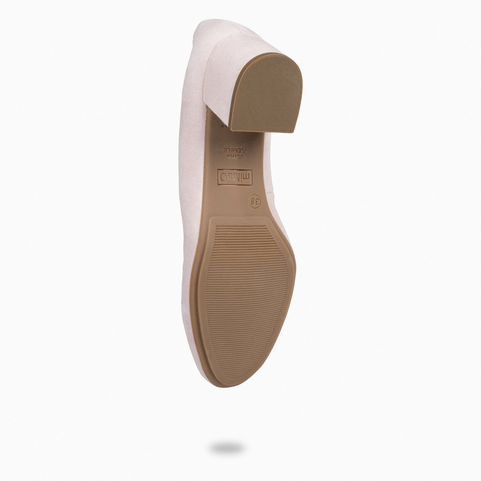 URBAN ROUND – NUDE suede leather low heels