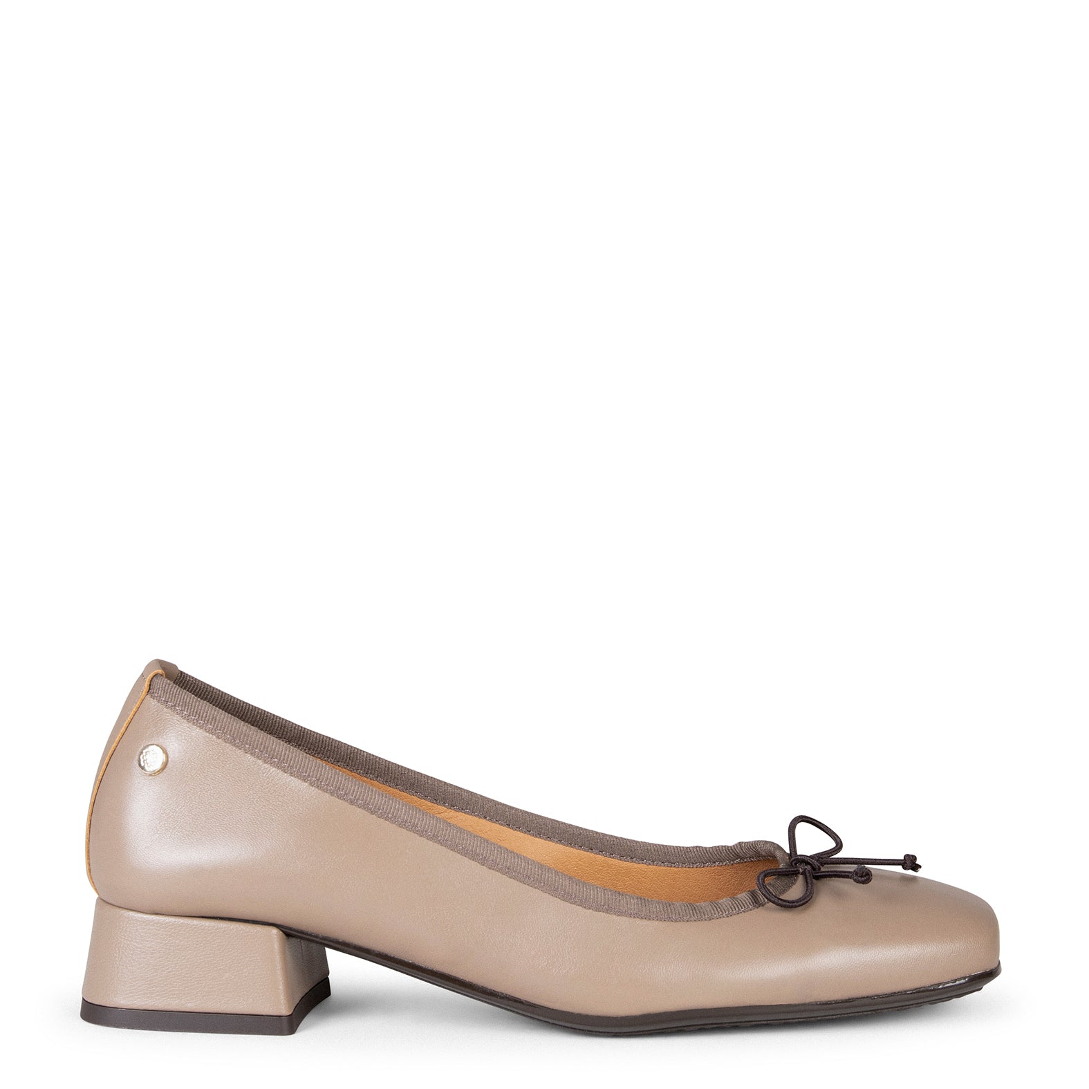 YVONNE – TAUPE Ballerina with bow and wide heel