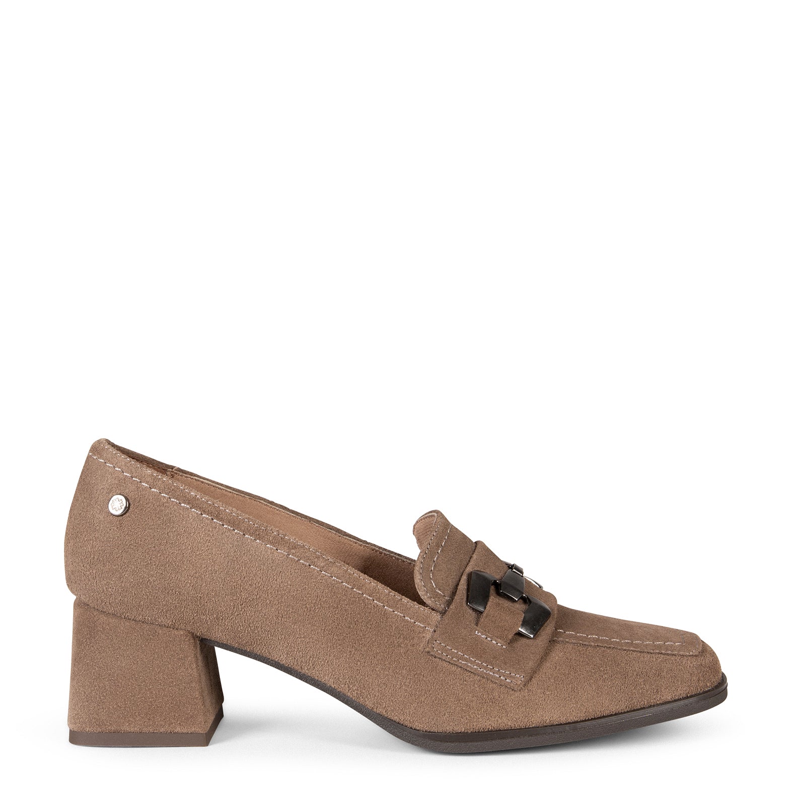 CAMILA – TAUPE block heel moccasins