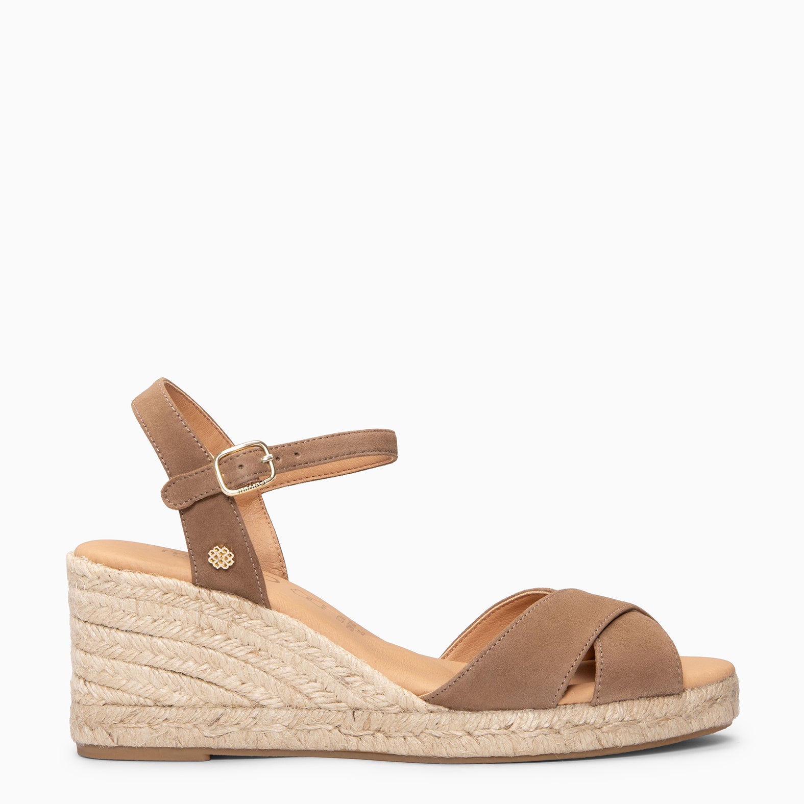 CALPE - Espadrilles à talon en daim TAUPE