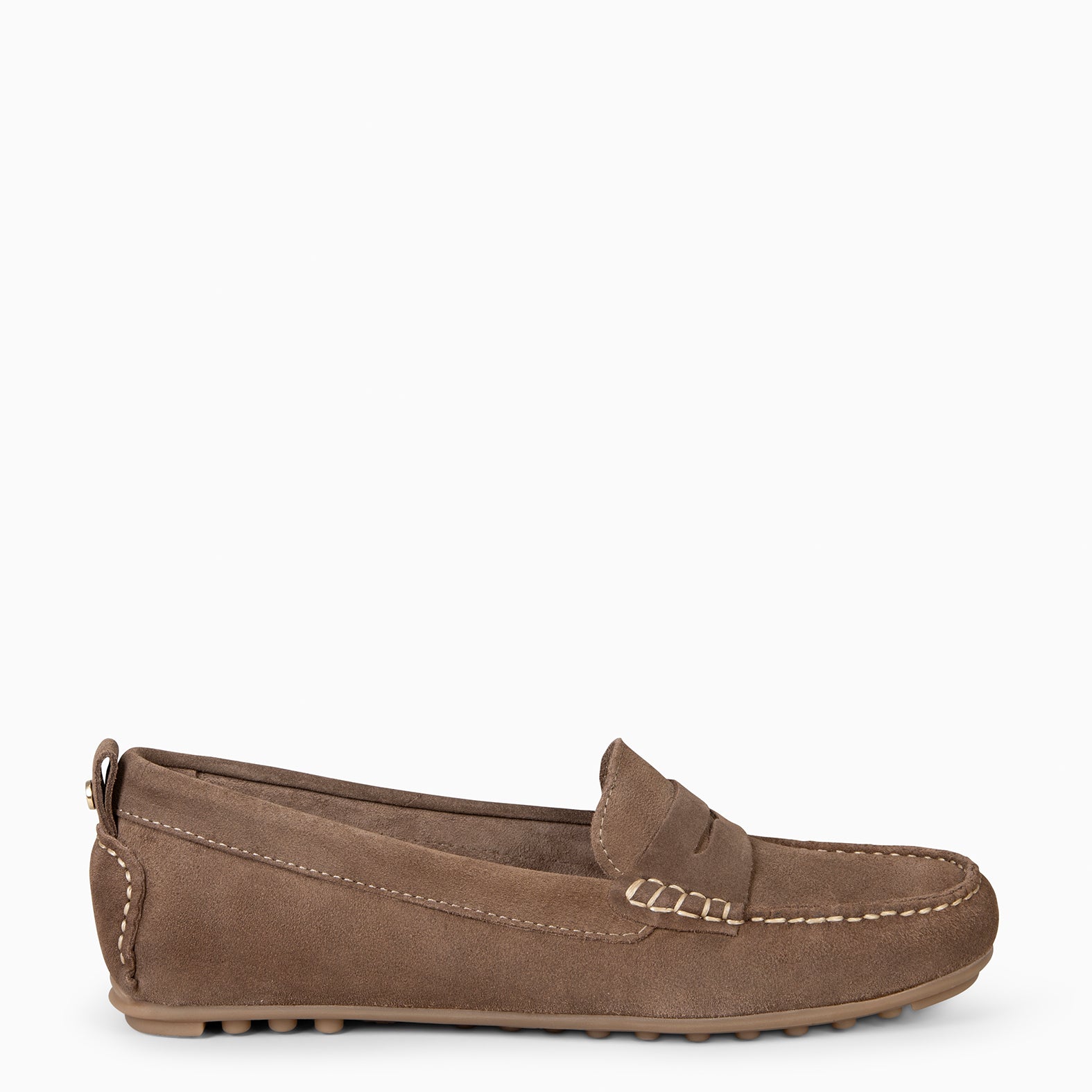 MONTEZ - TAUPE FLAT MOCCASINS WITH REMOVABLE INSOLE 