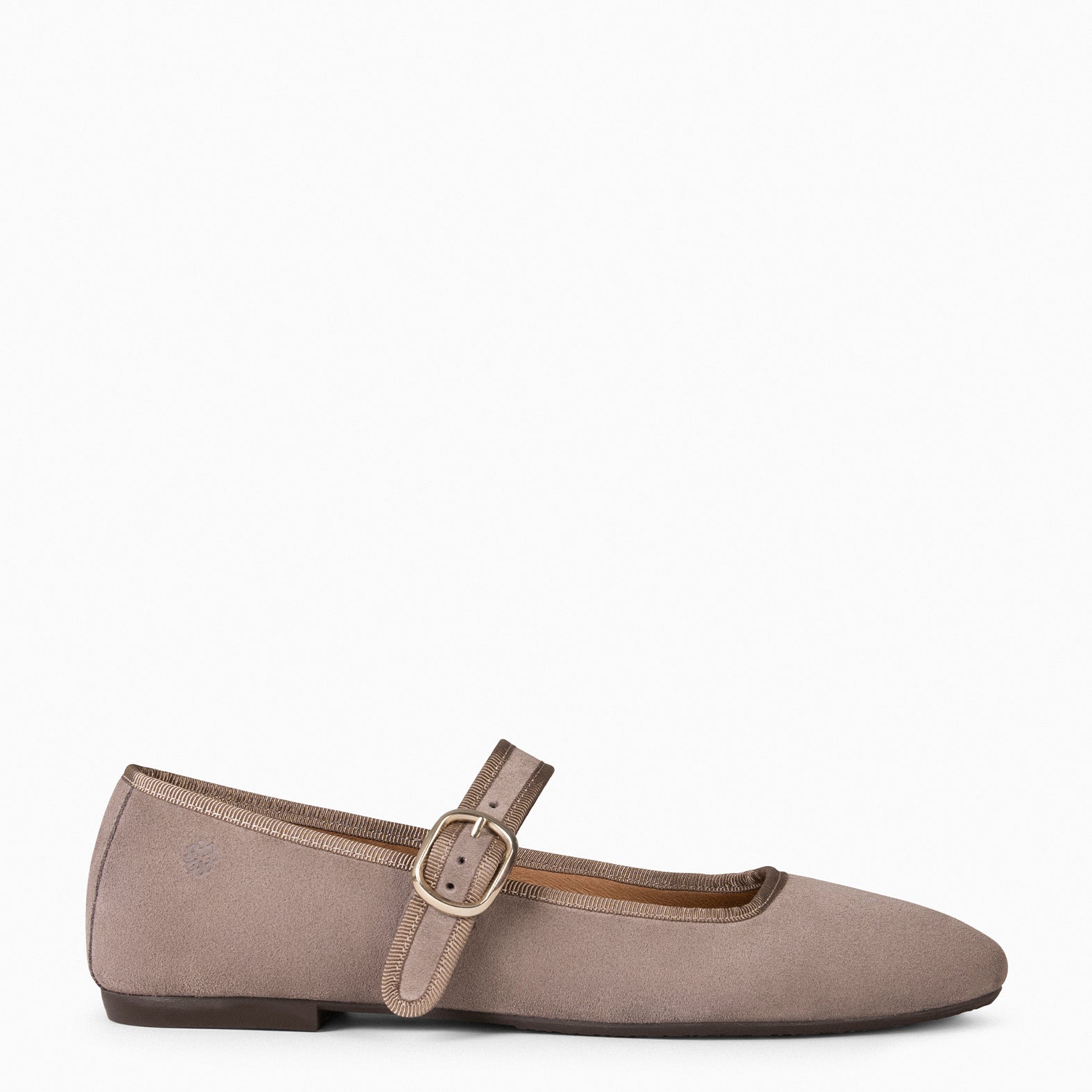 CLARA – TAUPE SQUARE TOE MARY-JANES