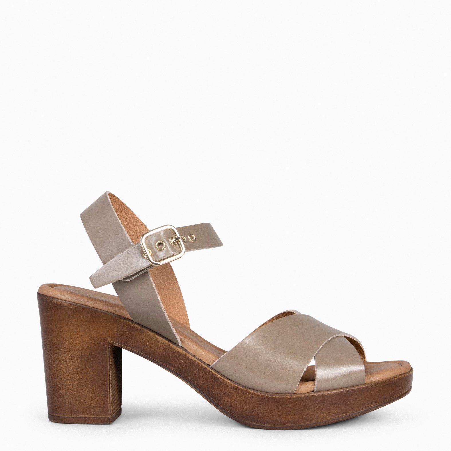 TAVIRA – TAUPE wide-heeled sandal