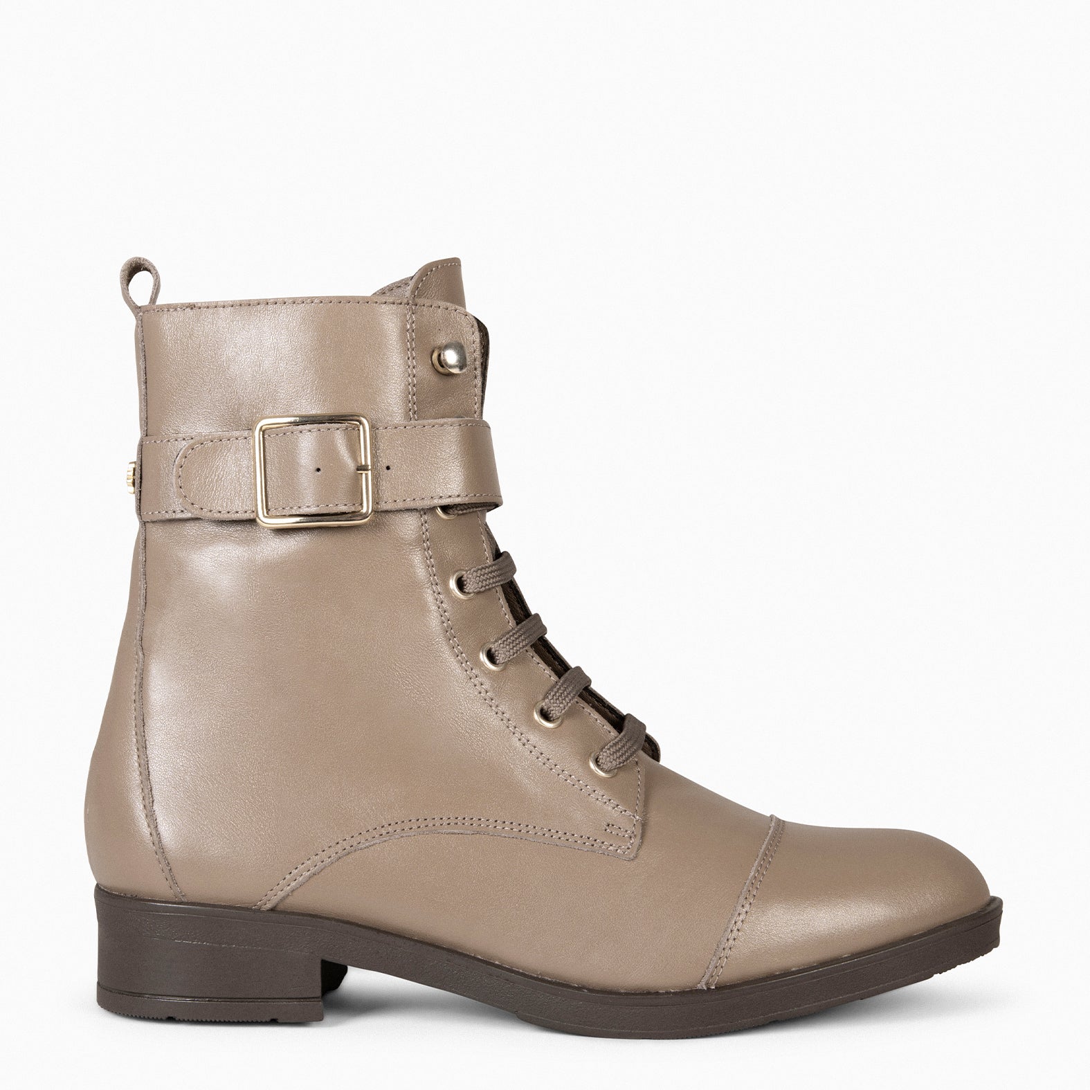 BELFAST – Botines con cordones de piel TAUPE