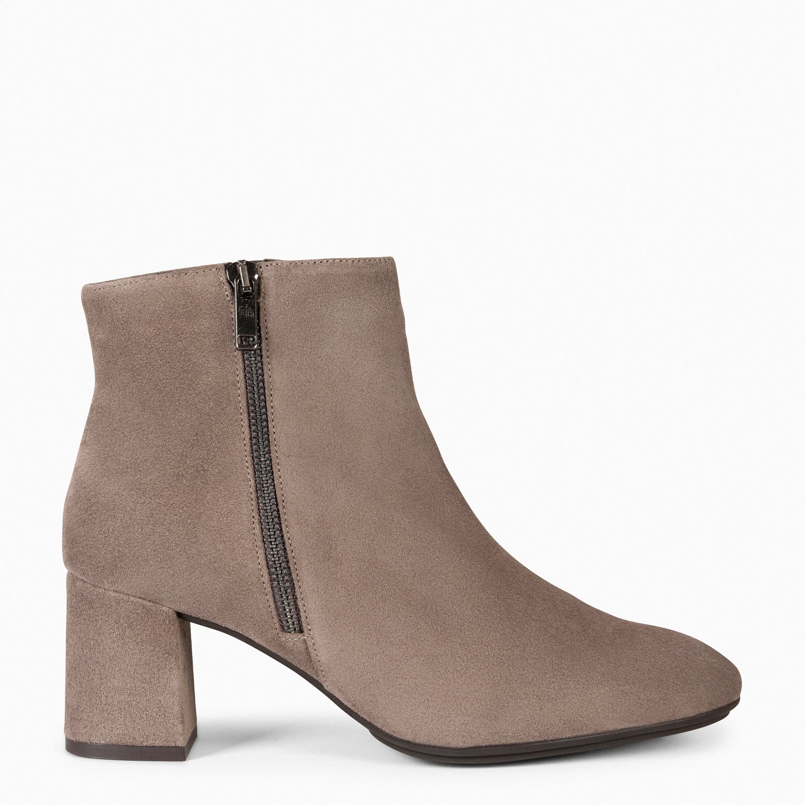 UTRECH – Bottines à fermeture éclair décorative TAUPE