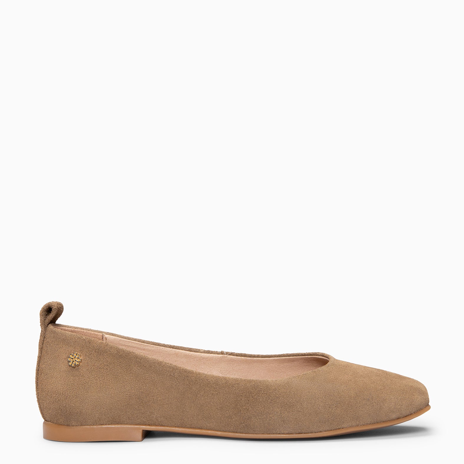 CLAUDIA - Ballerines à petit talon en daim TAUPE