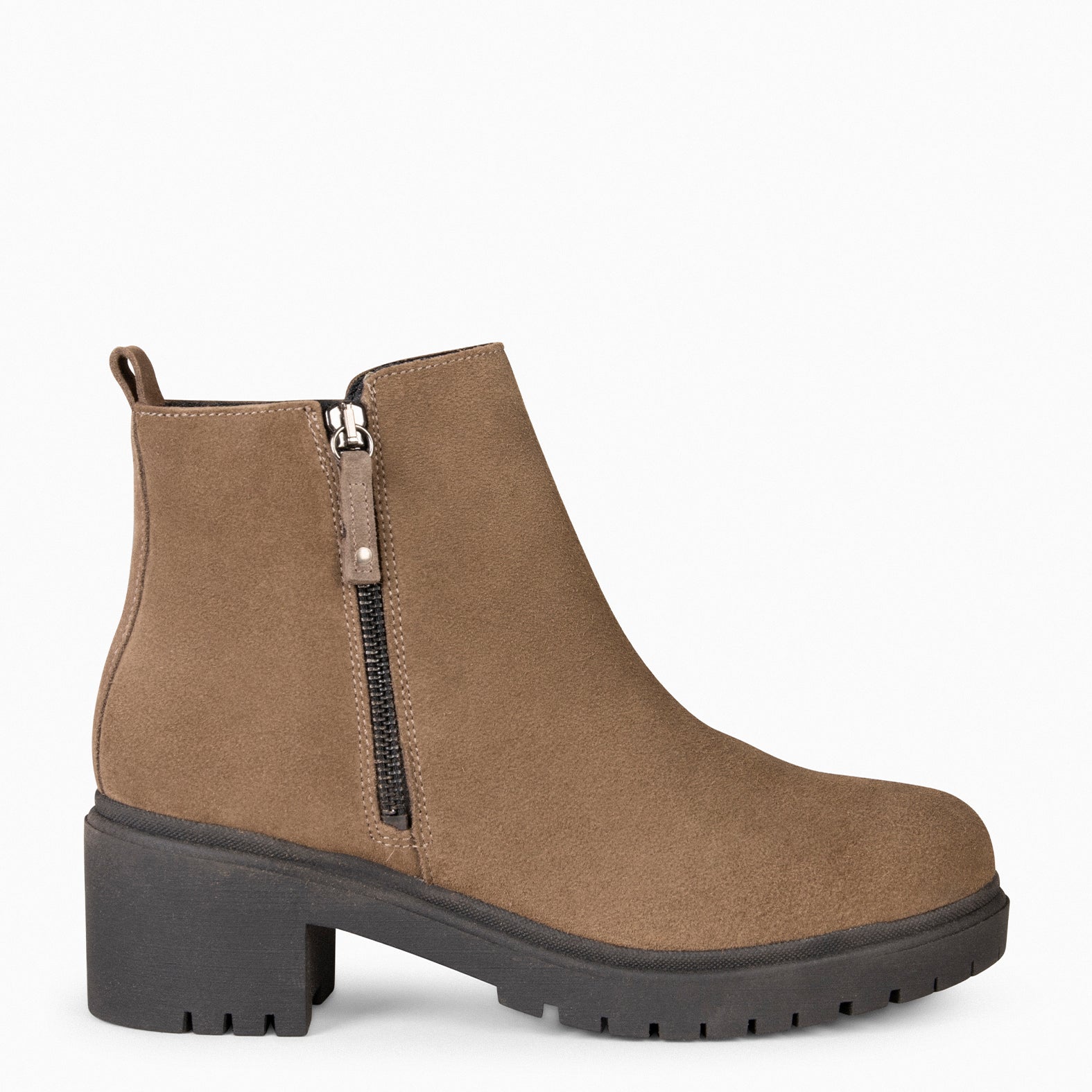 POP – Bottines en daim hydrofuge TAUPE