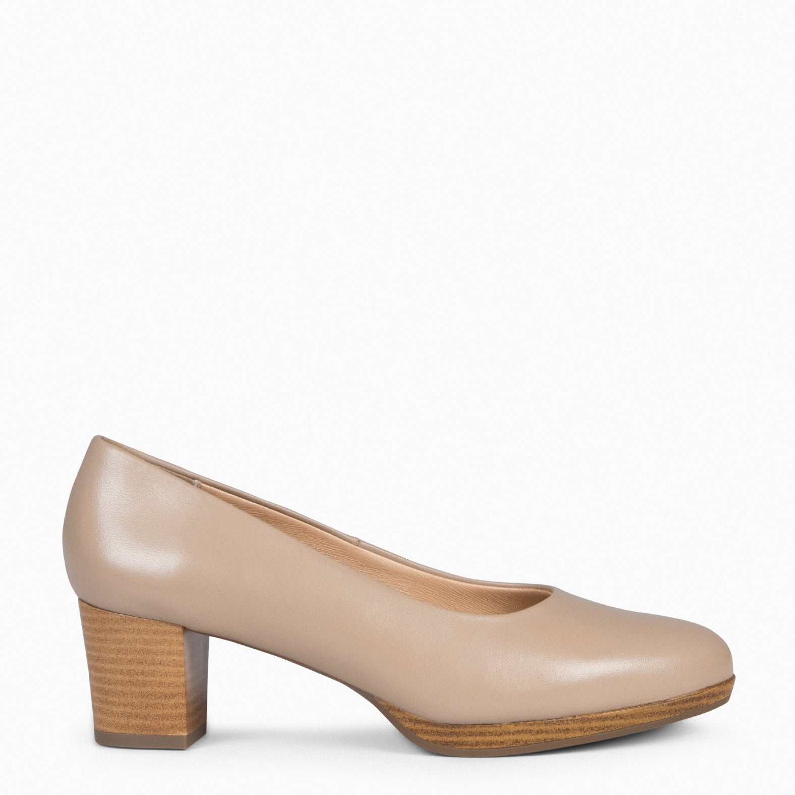 FLIGHT S – TAUPE shoes with low heel and platform