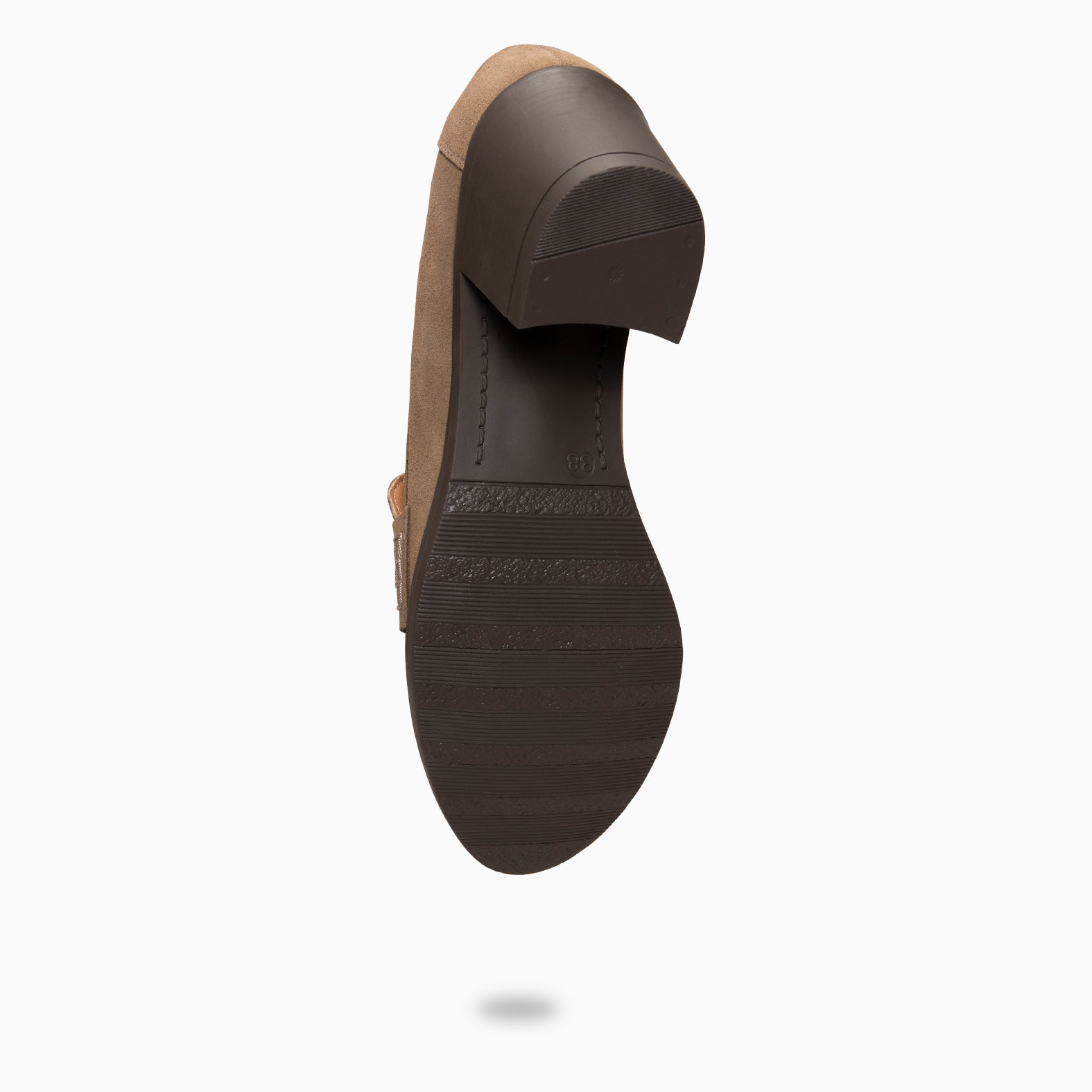 LATTÉ - Mocasín de serraje con tacón TAUPE