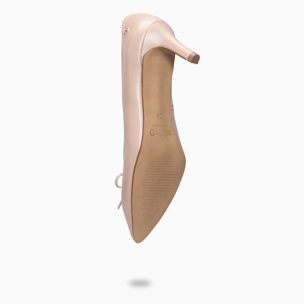 MONI - TAUPE Leren pumps met dunne hak en strik