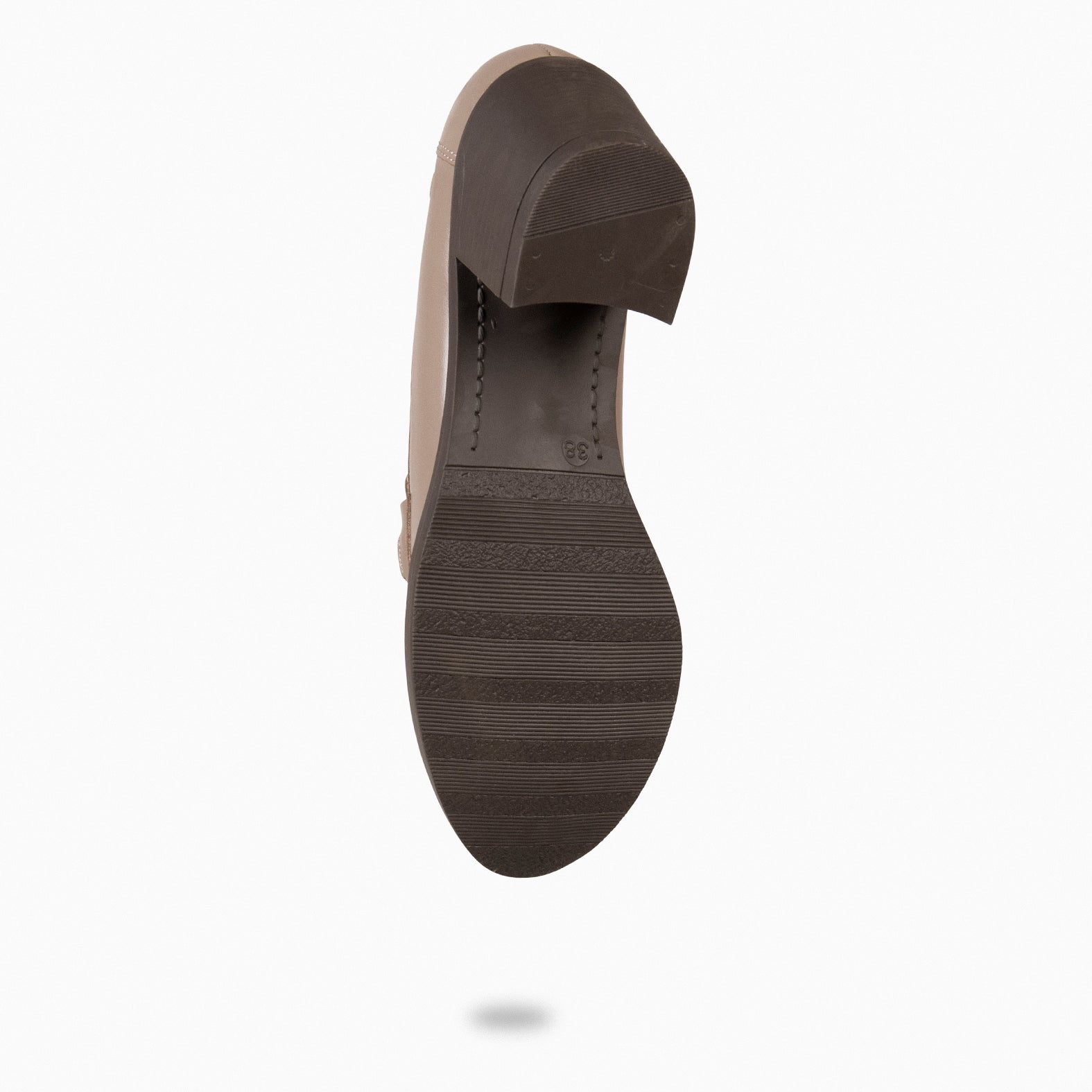 FABIOLA – Mocassins à talon en cuir TAUPE