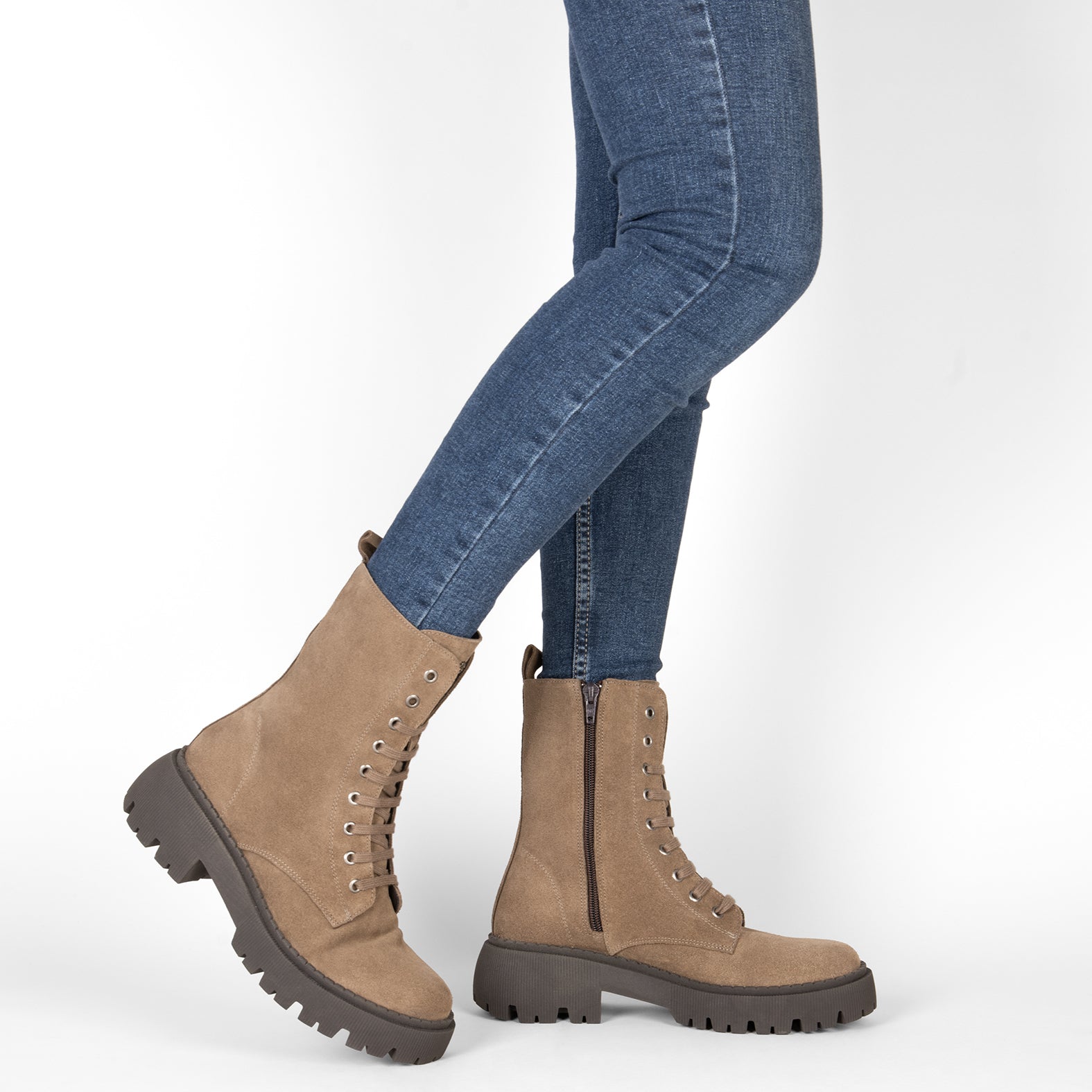 HALEN - Botas militares plataforma track TAUPE