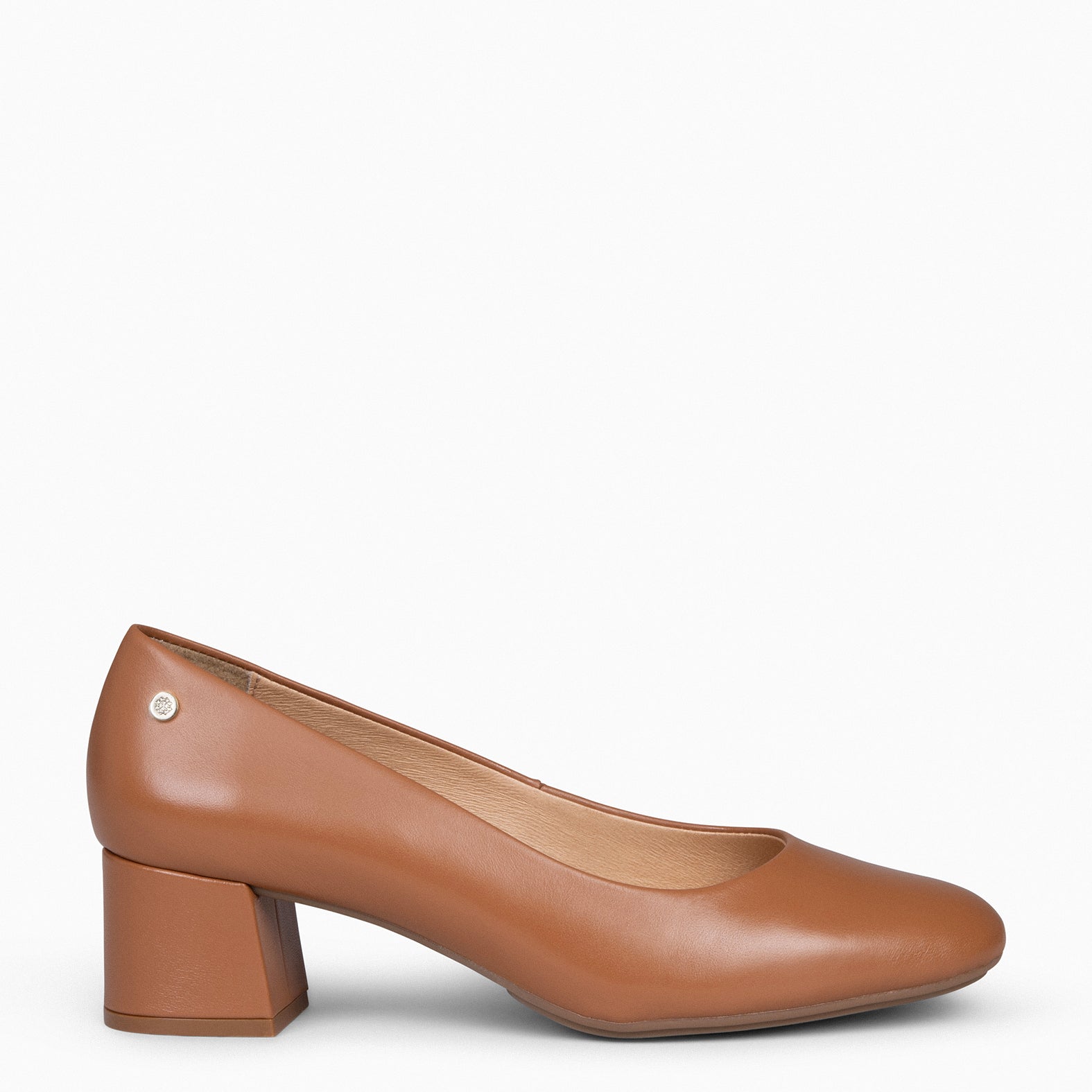 URBAN ROUND – CAMEL nappa leather low heels