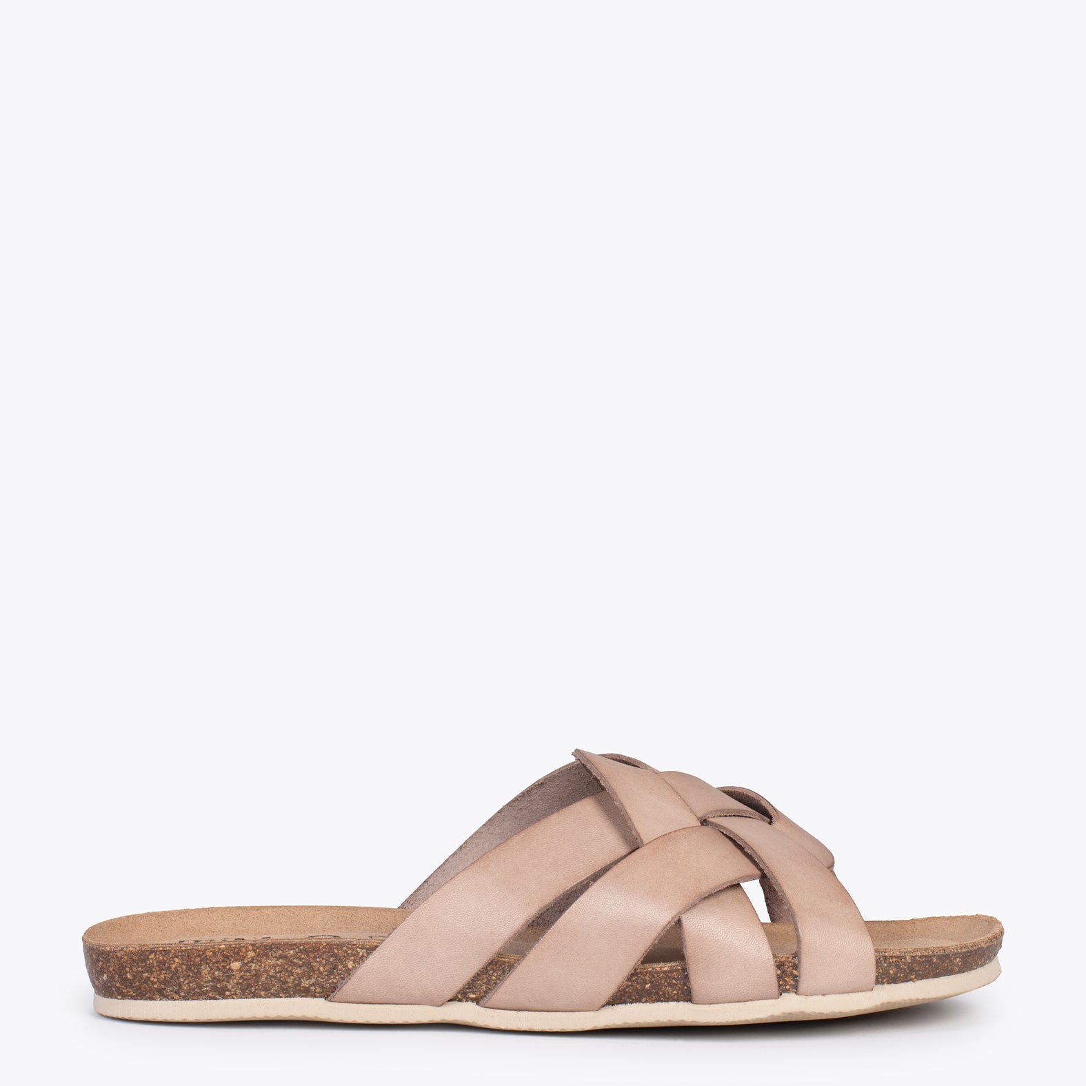 DHALIA – TAUPE slides with braided upper