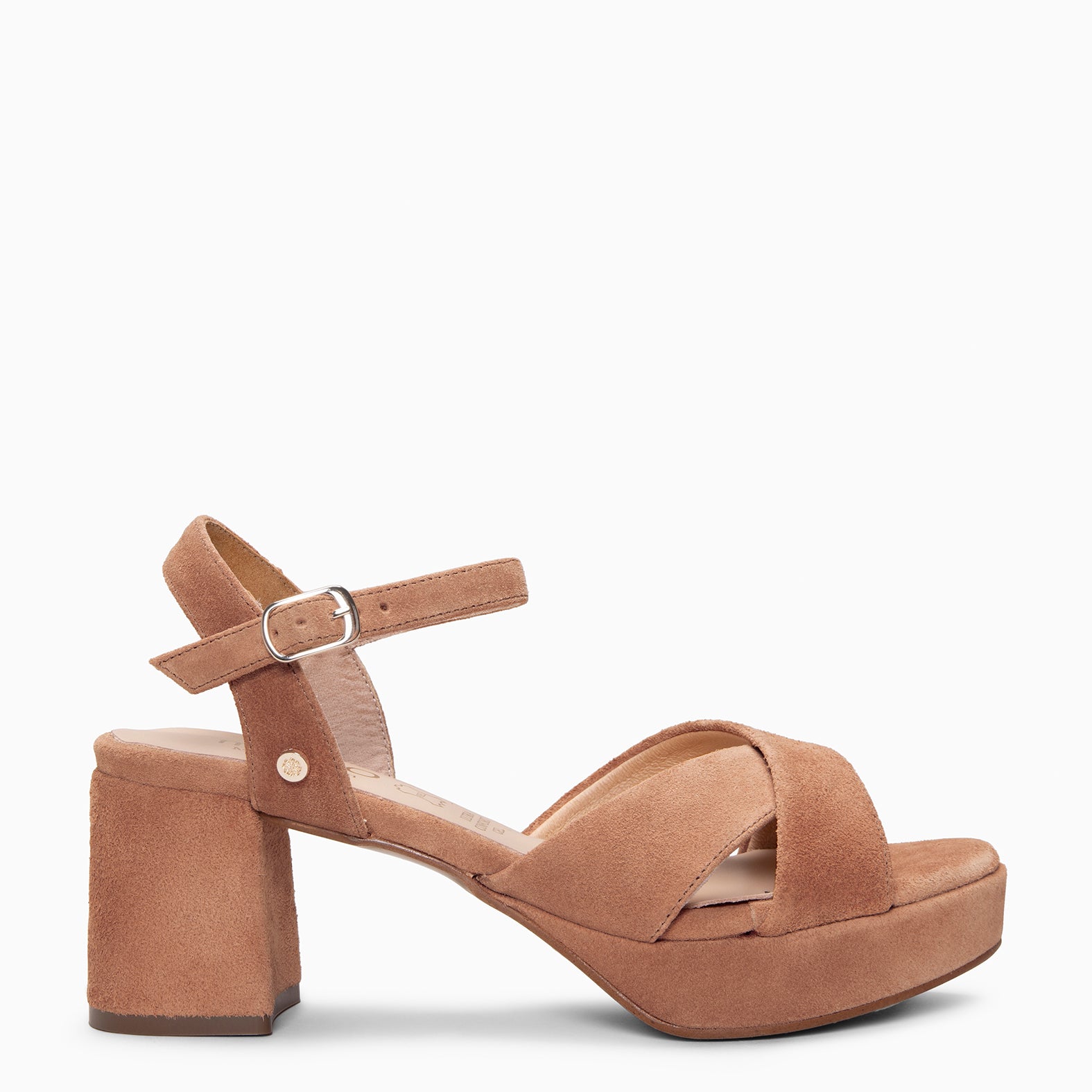 CERDEÑA - LIGHT BROWN Platform wide-heeled sandal