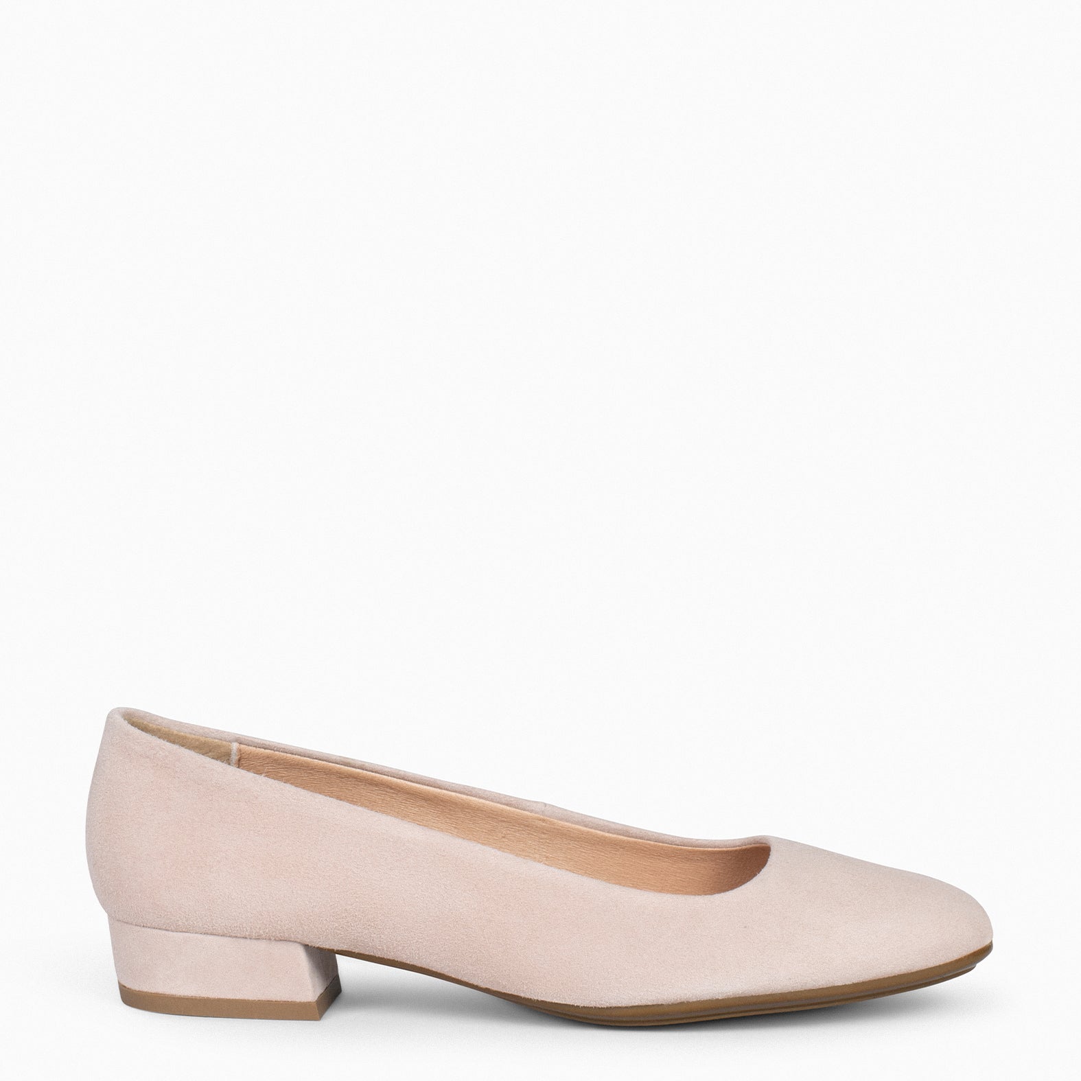 URBAN XS –  NUDE low-heeled suede shoes