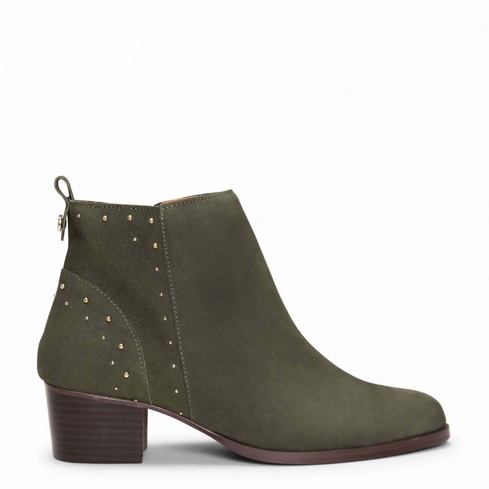 DUSTY – Botines de serraje con tachas VERDE