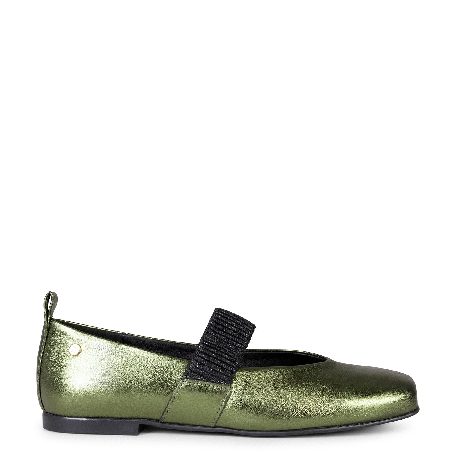 ALINA – METALLIC GREEN Mary-Jane with square toe