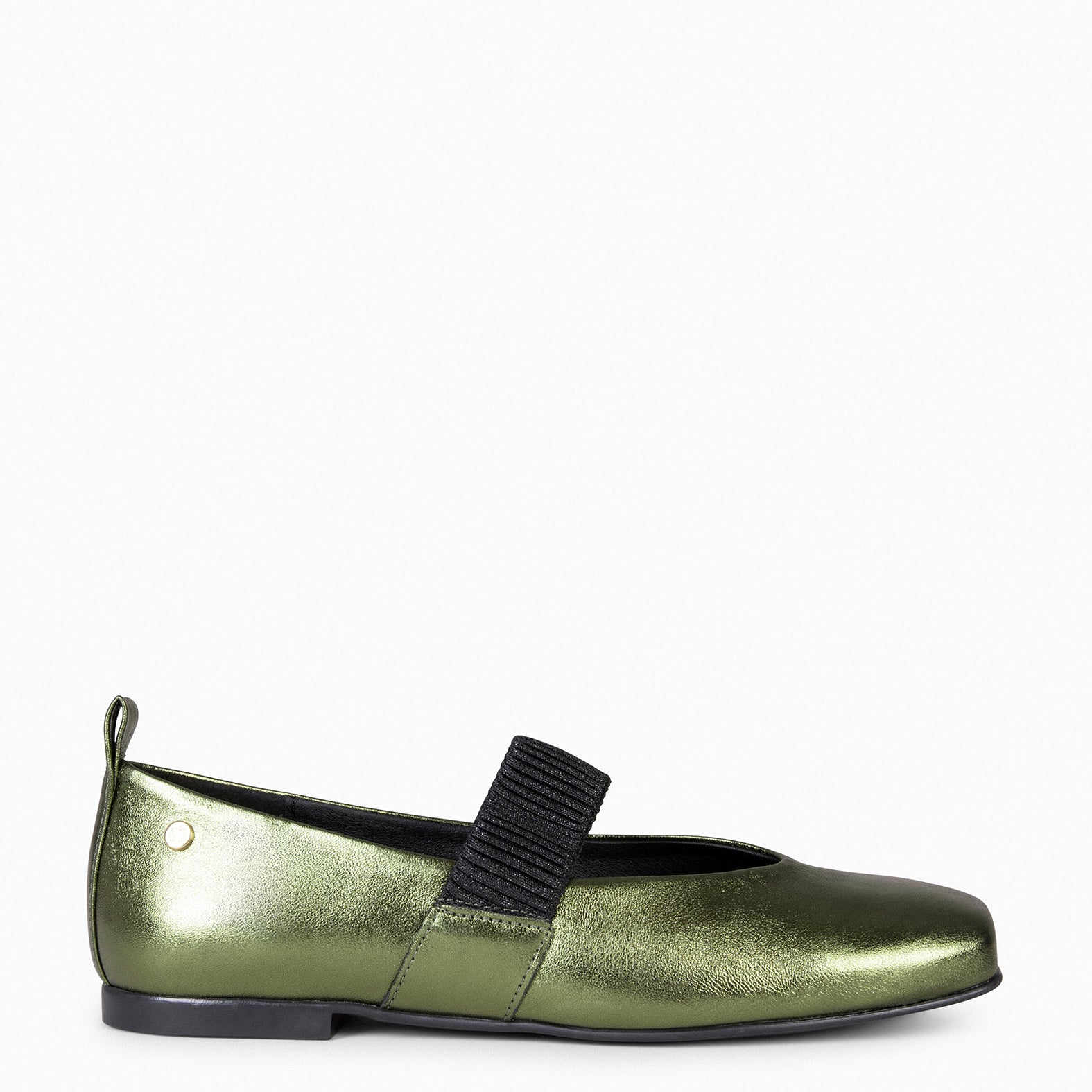 ALINA – METALLIC GREEN Mary-Jane with square toe