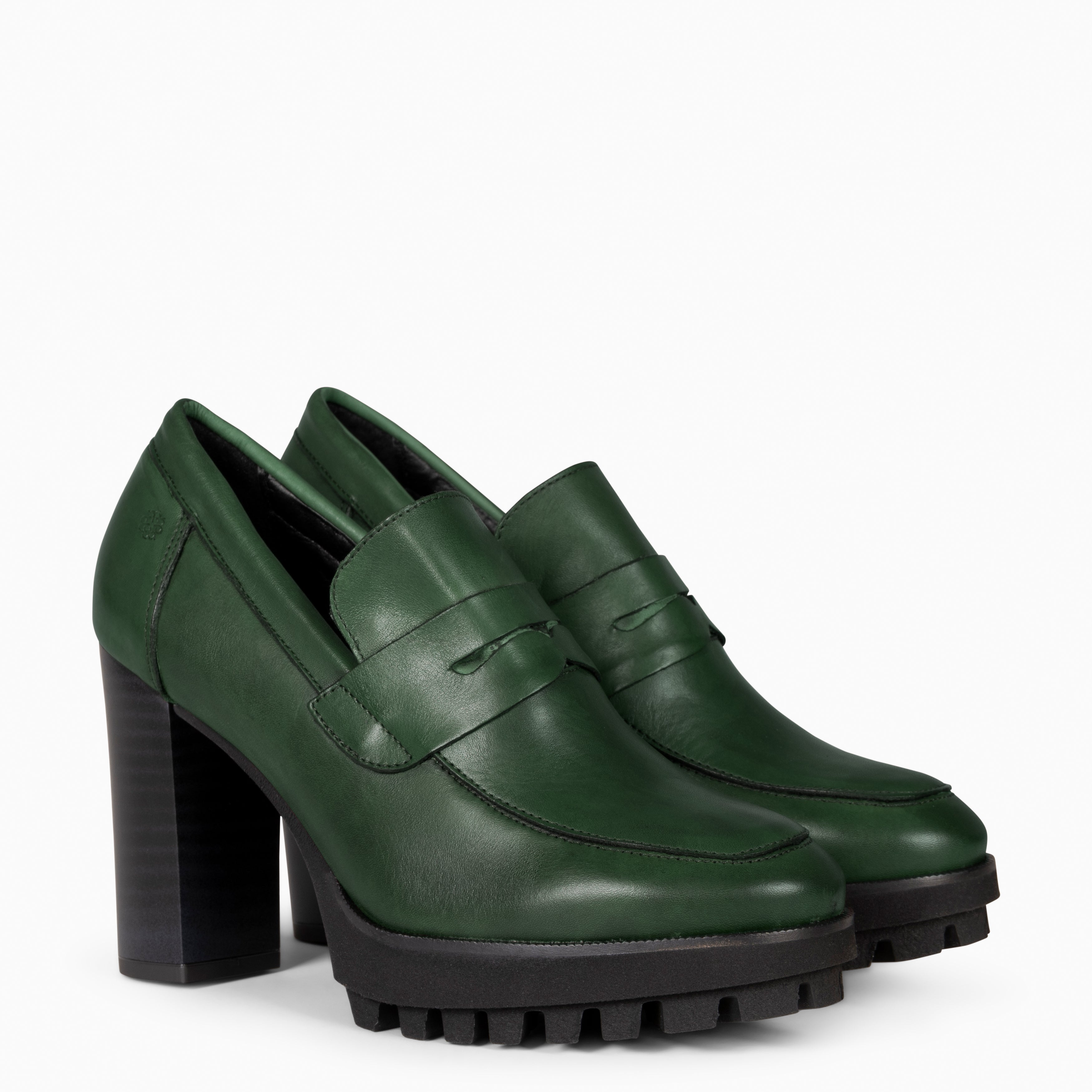 TREND – GREEN high heel moccasin with platform