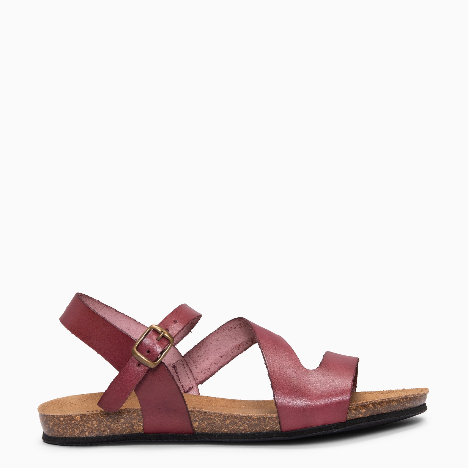 LIS - Sandalias BIO de piel de Vaquetilla VINO