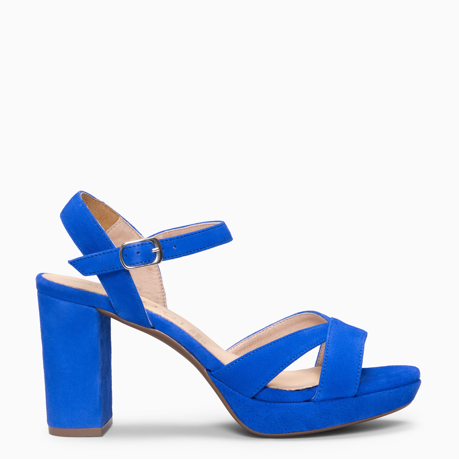 PARIS - ELECTRIC BLUE HIGH HEEL SANDAL WITH PLATFORM