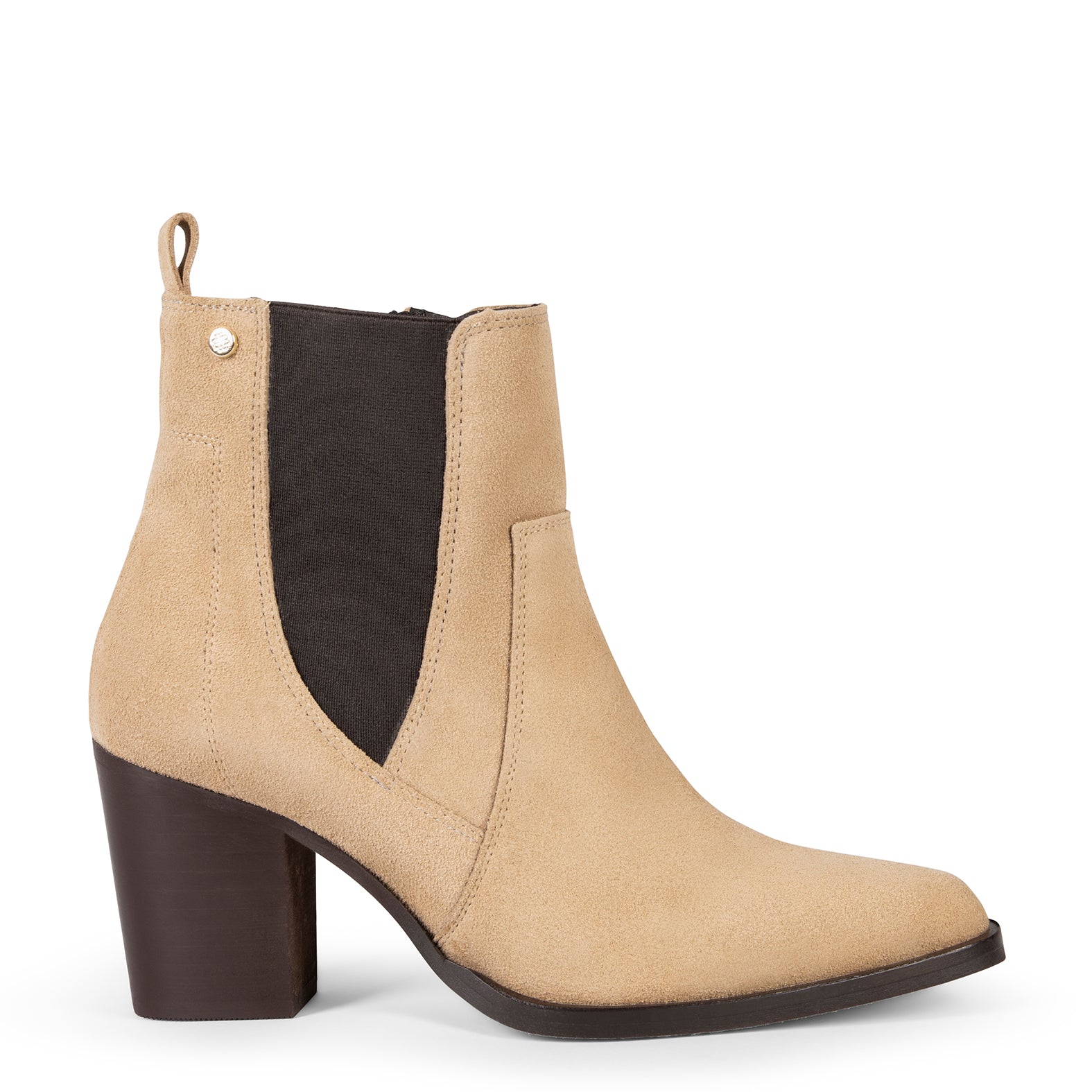 AMBER – Bottines à talon type Chelsea BEIGE