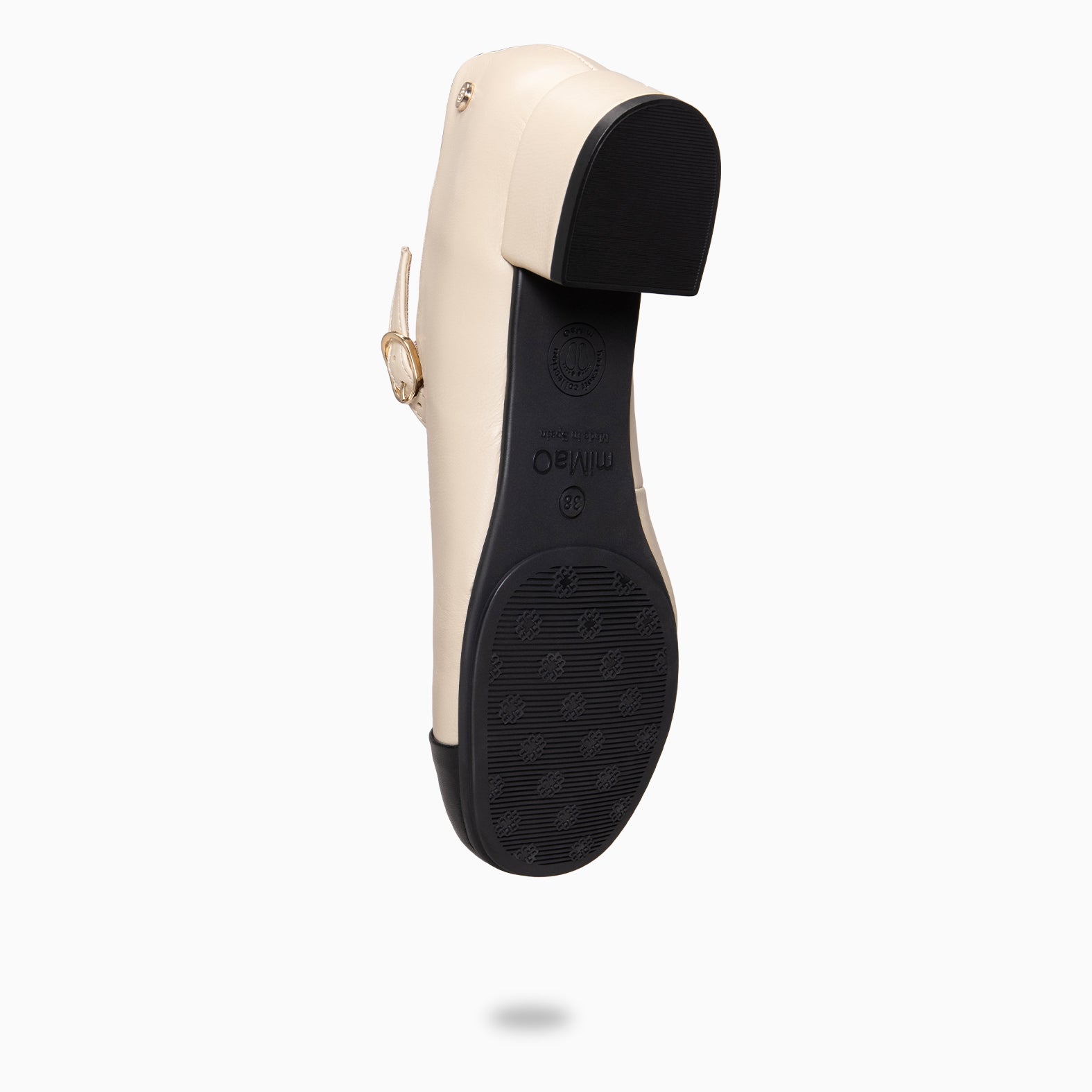 FLORA - BEIGE Mary Jane with bicolor leather heel