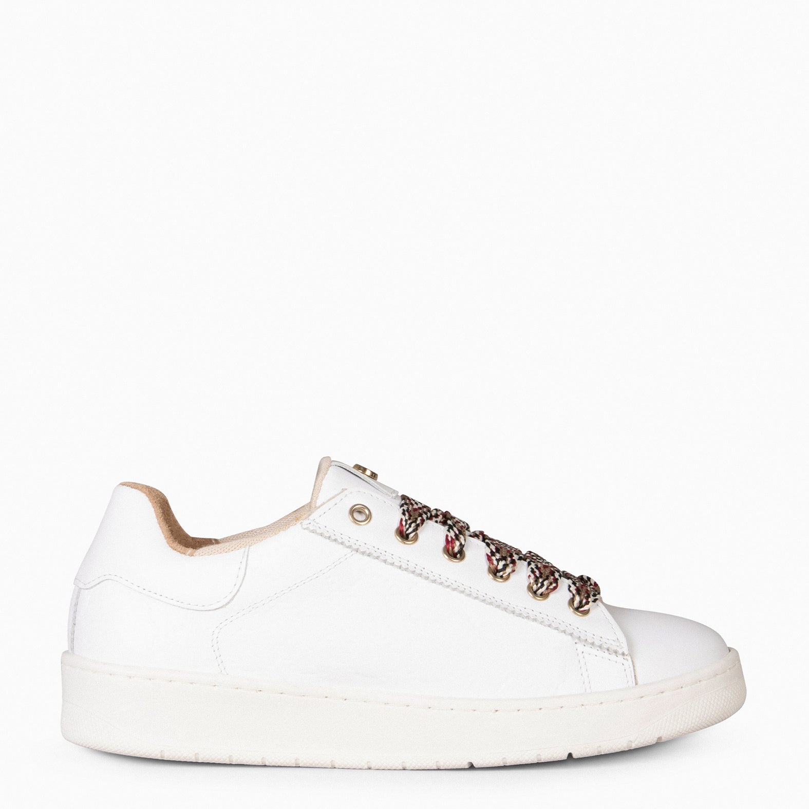 MARSELLA – WHITE SNEAKERS with taupe and white laces